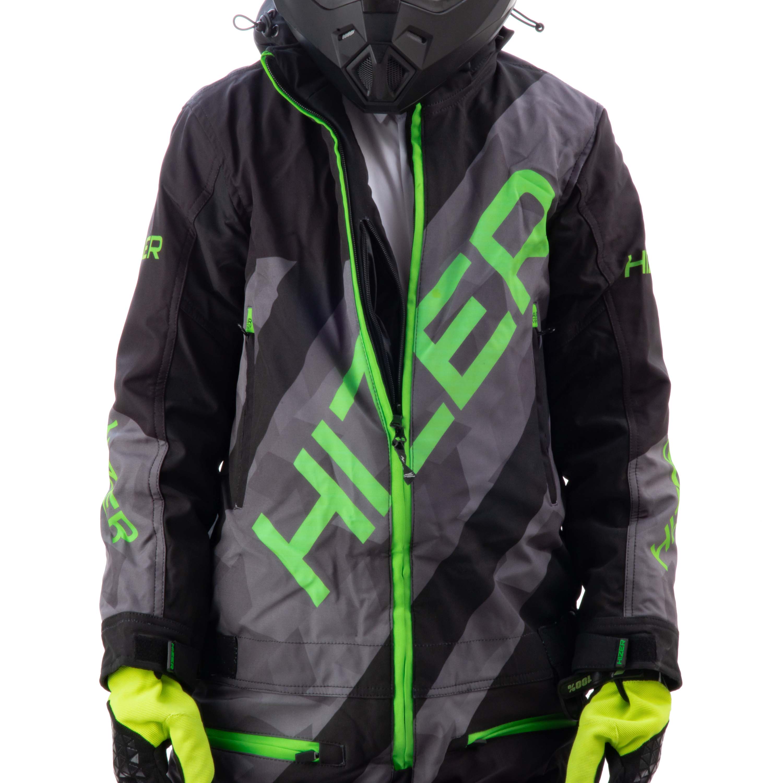 Комбинезон для снегохода (детский) HIZER №5 black-green (текстиль) (14Y)