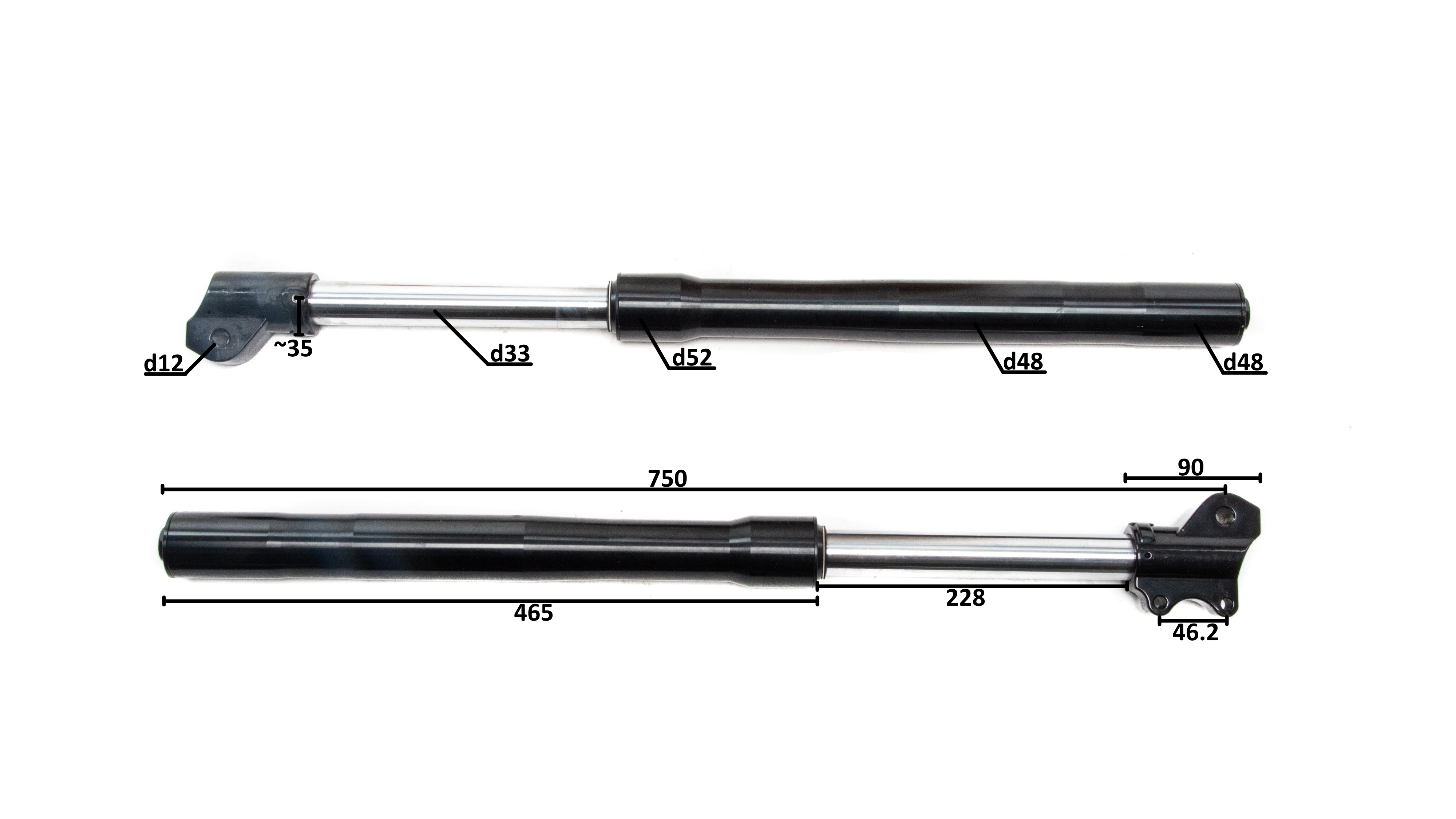 Амортизатор L=750 передний d48x48 (перья, компл.) TTR125