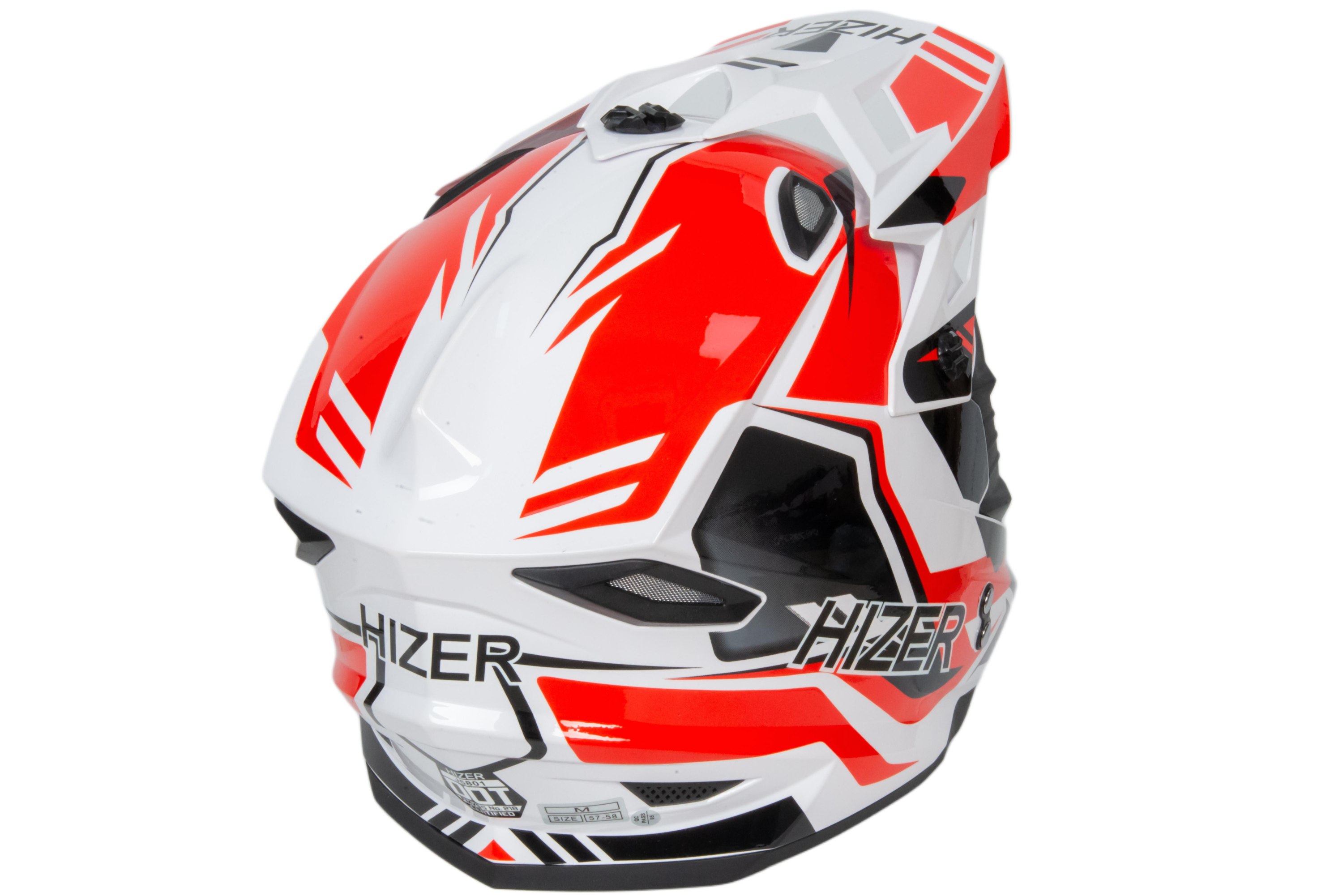 Шлем мото кроссовый HIZER J6801 №5 (S) white/red