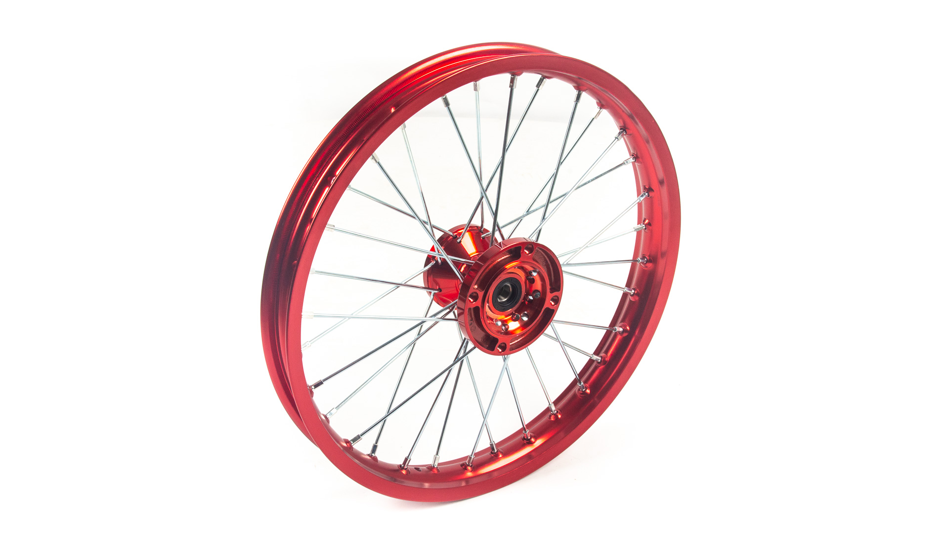 Обод передний 17" (1,60-R17 d=15mm) CNC ступица, алюминий/красный X-TECH