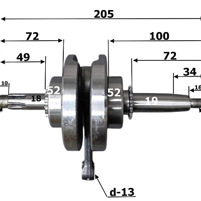 Коленвал 153FMI 125см3  X-TECH
