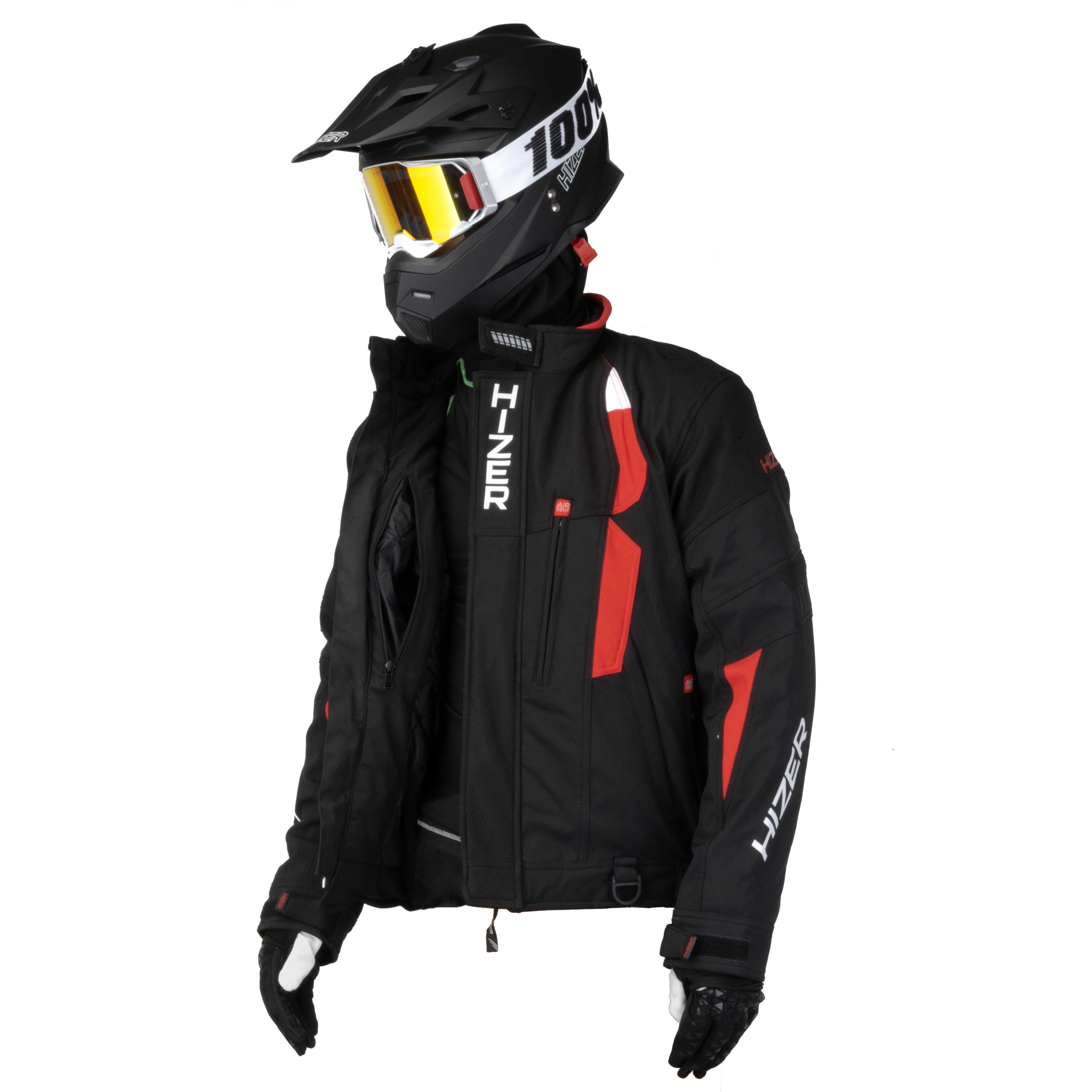 Куртка для снегохода HIZER №1 black-red (текстиль) (M)
