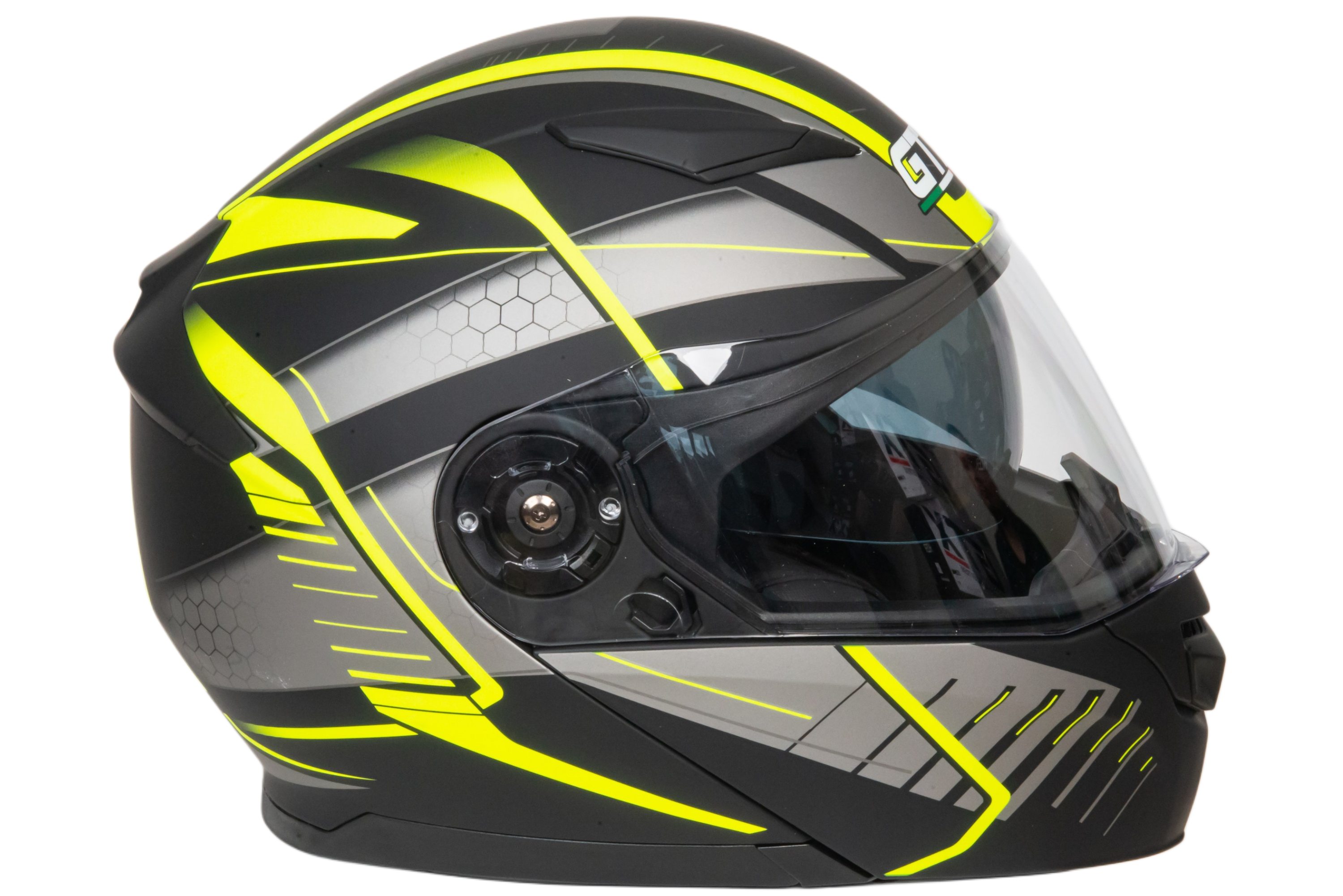 Шлем мото модуляр GTX 550 №3 (L) BLACK/FLUO YELLOW GREY (2 визора)
