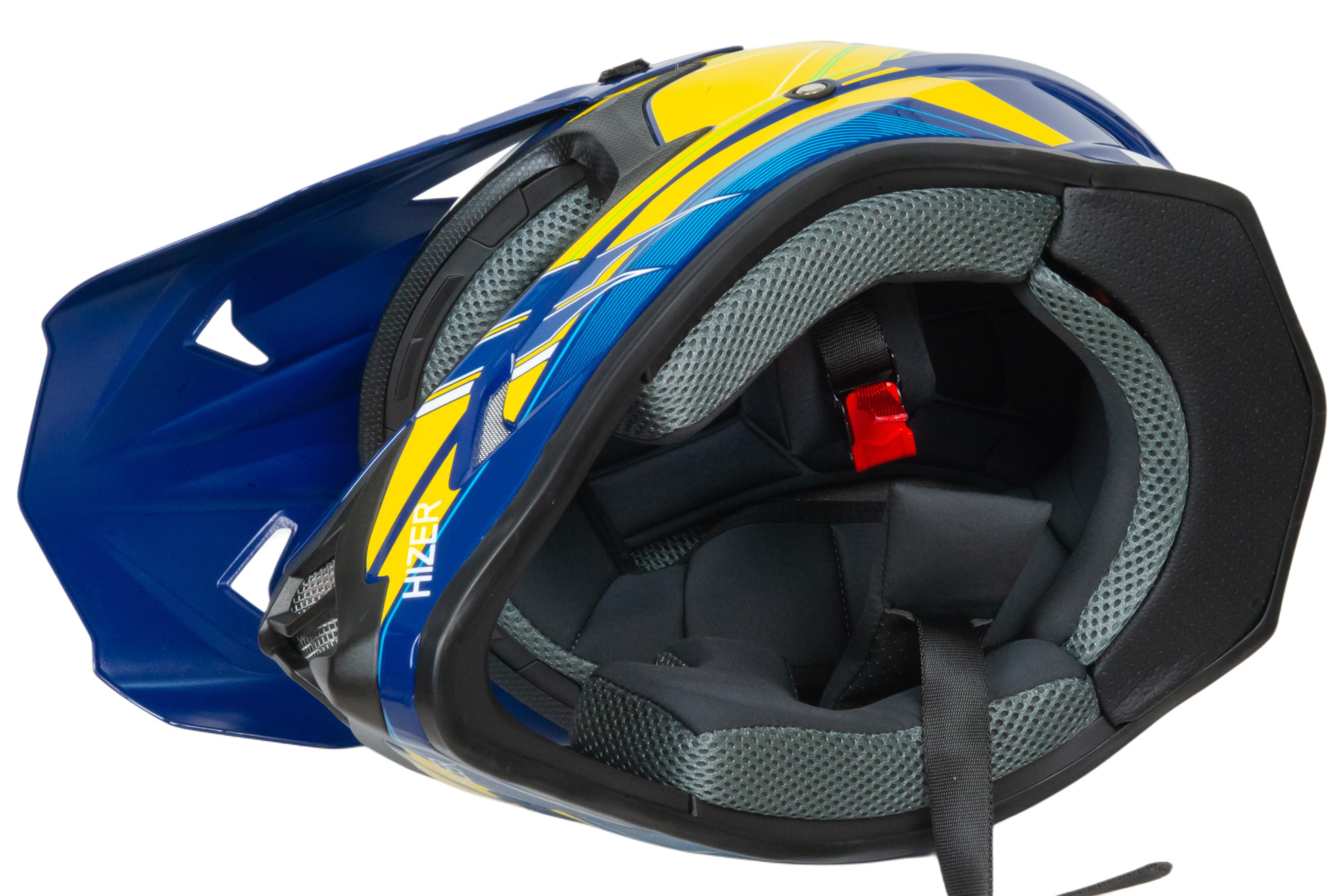Шлем мото кроссовый HIZER J6805 №3 (L) yellow/blue
