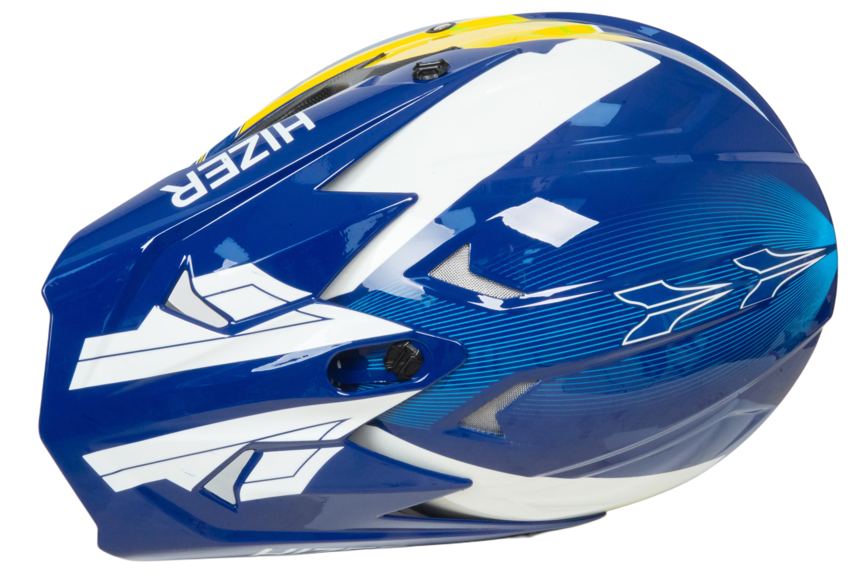 Шлем мото кроссовый HIZER J6805 №3 (L) yellow/blue