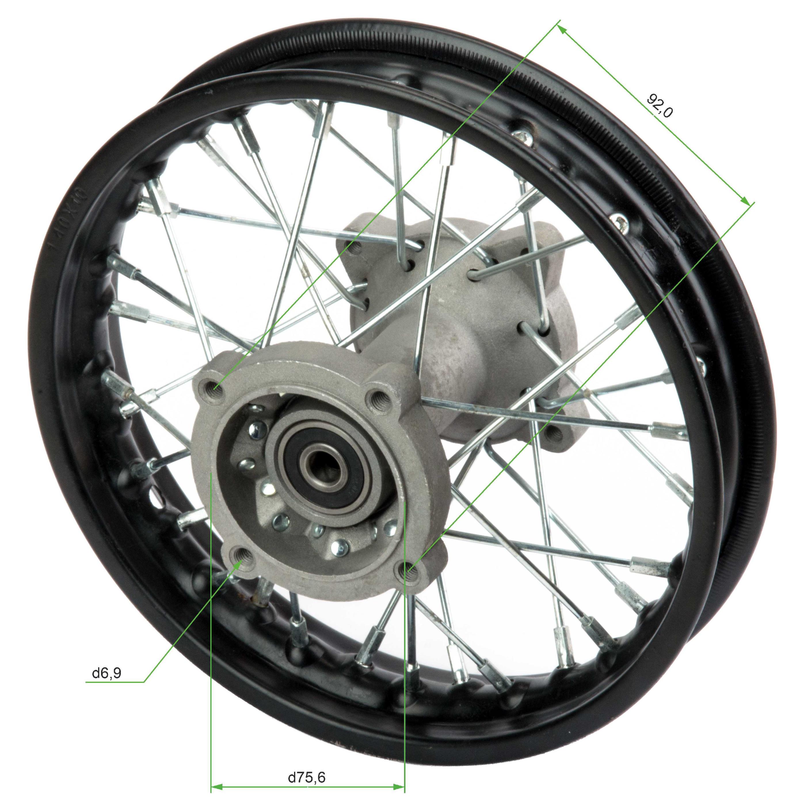 Обод задний 10" (1,85-R10 d=15mm) сталь/черный