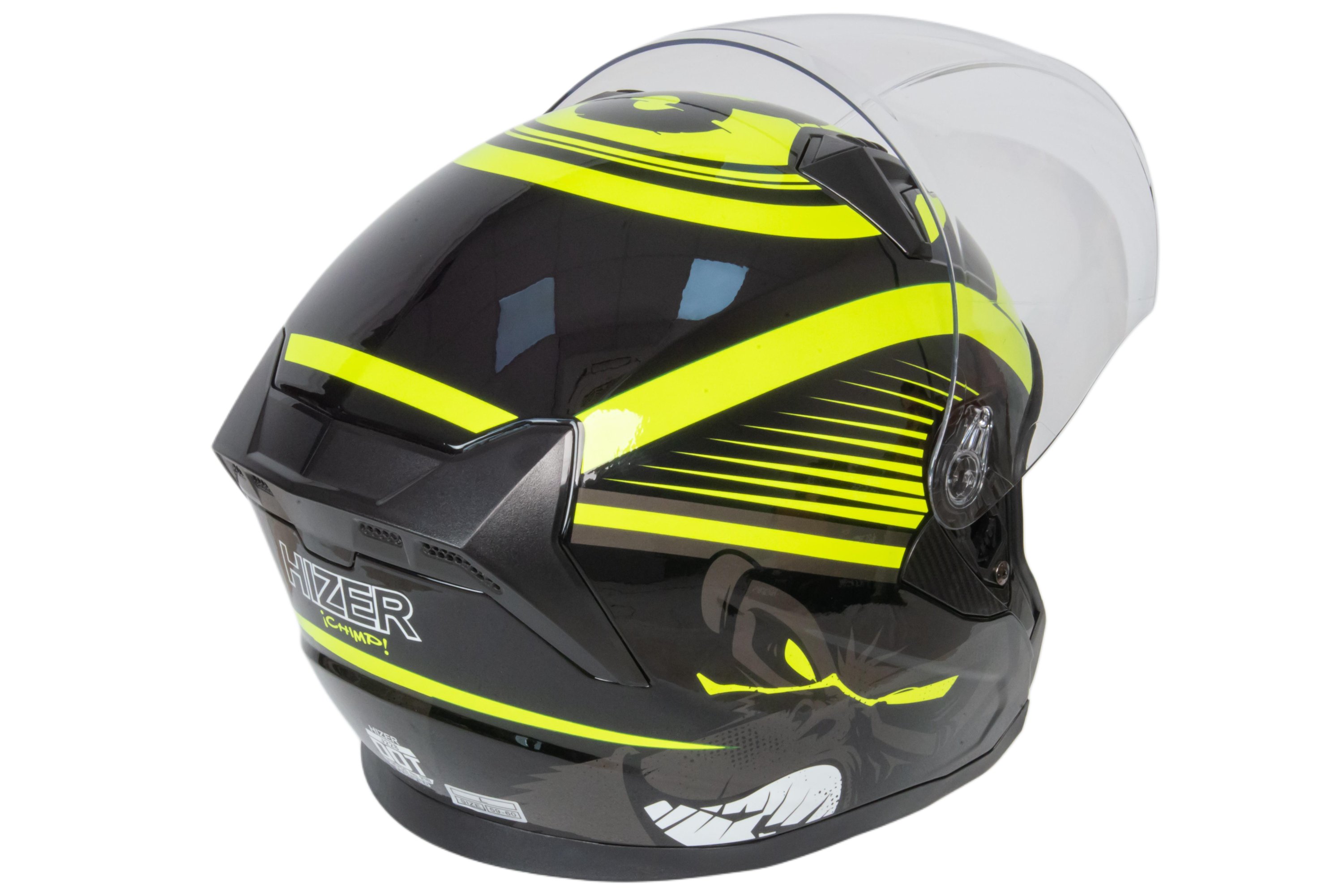 Шлем мото открытый HIZER J228 №1 (L) black/neon yellow