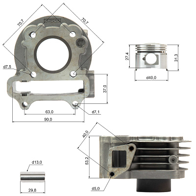 Цилиндро поршневая группа ( ЦПГ ) 139QMB 50см3 d=40mm 