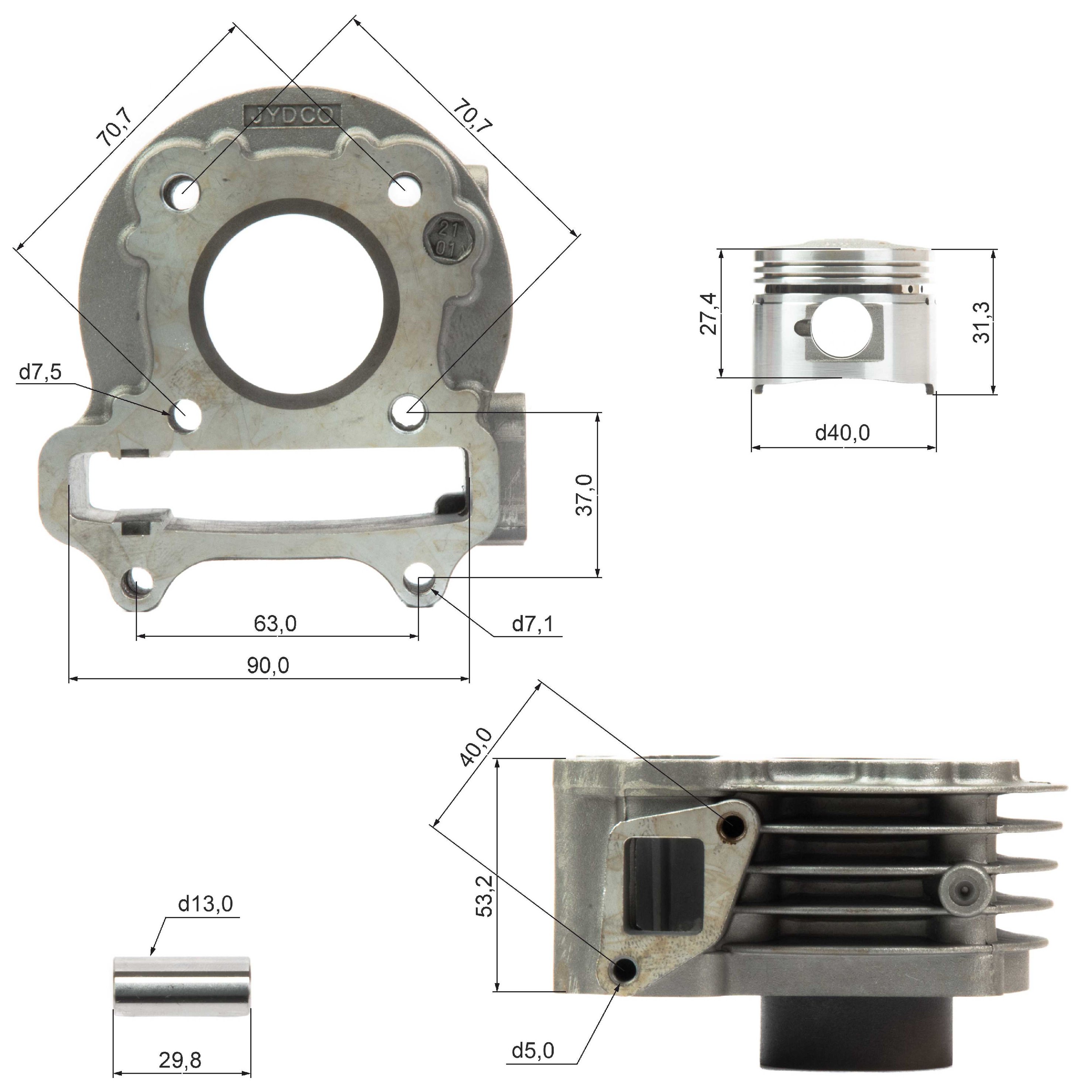 Цилиндро поршневая группа ( ЦПГ ) 139QMB 50см3 d=40mm 
