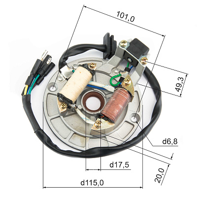 Статор генератора 156FMJ YX140 (W063) 140см3  X-TECH