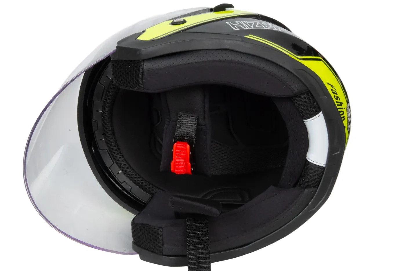 Шлем мото открытый HIZER J222 №2 (M) black/yellow (2 визора)