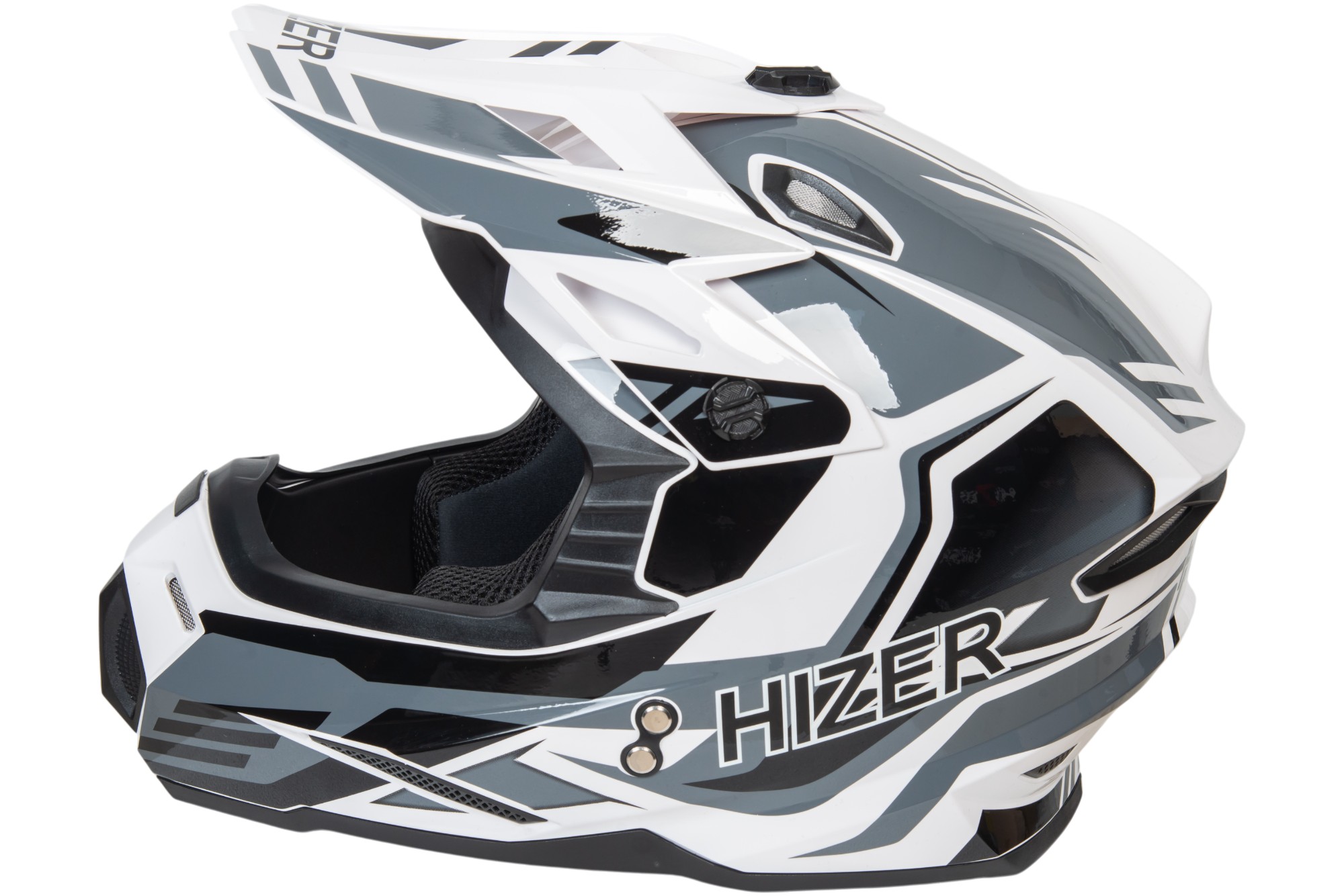 Шлем мото кроссовый HIZER J6801 №4 (M) white/gray