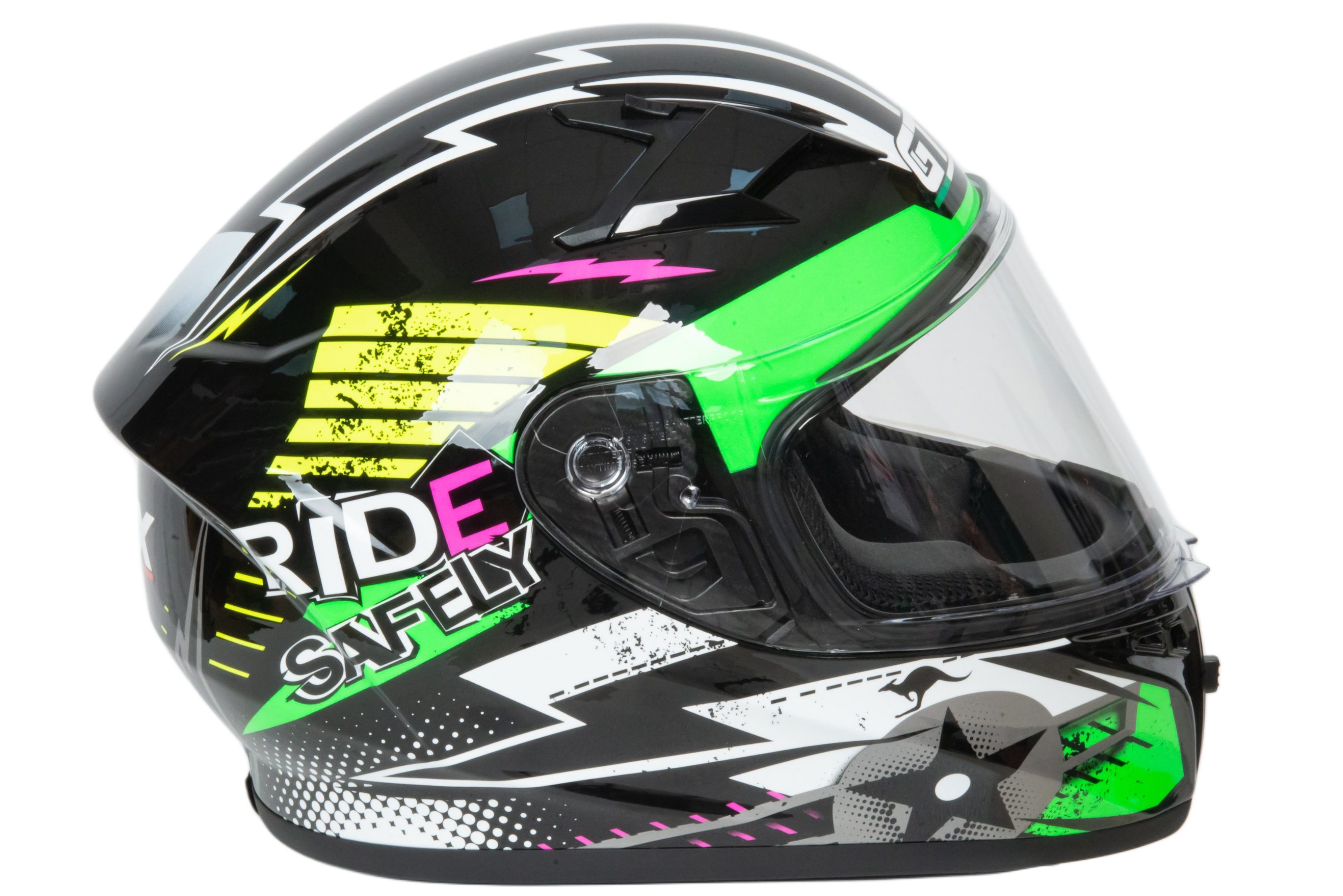 Шлем мото интеграл GTX 578S №1 (L) BLACK / FLUO GREEN YELLOW подростковый