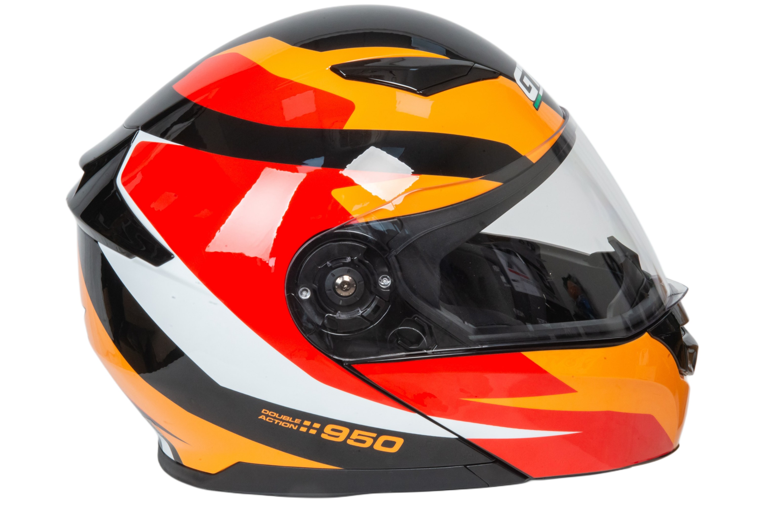 Шлем мото модуляр GTX 550 №2 (M) BLACK/WHITE ORANGE RED (2 визора)