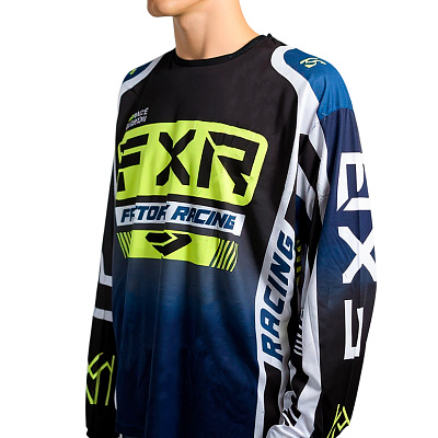 Джерси/футболка для мотокросса FXR №4 (L) blue/black/white/neon green