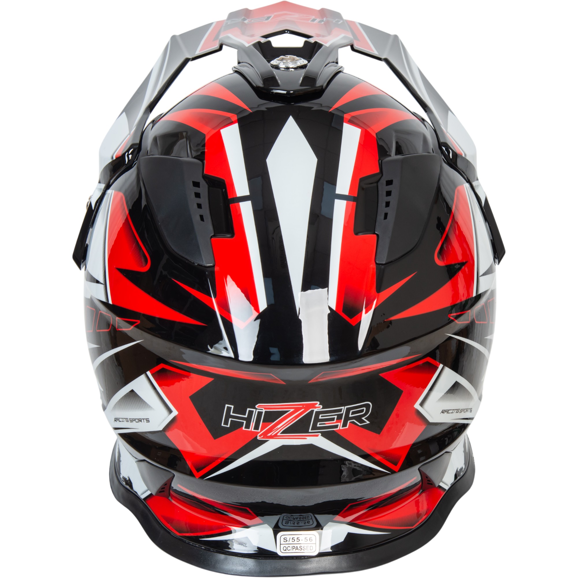 Шлем мото мотард HIZER B6197-1 №2 (M)  black/red/white