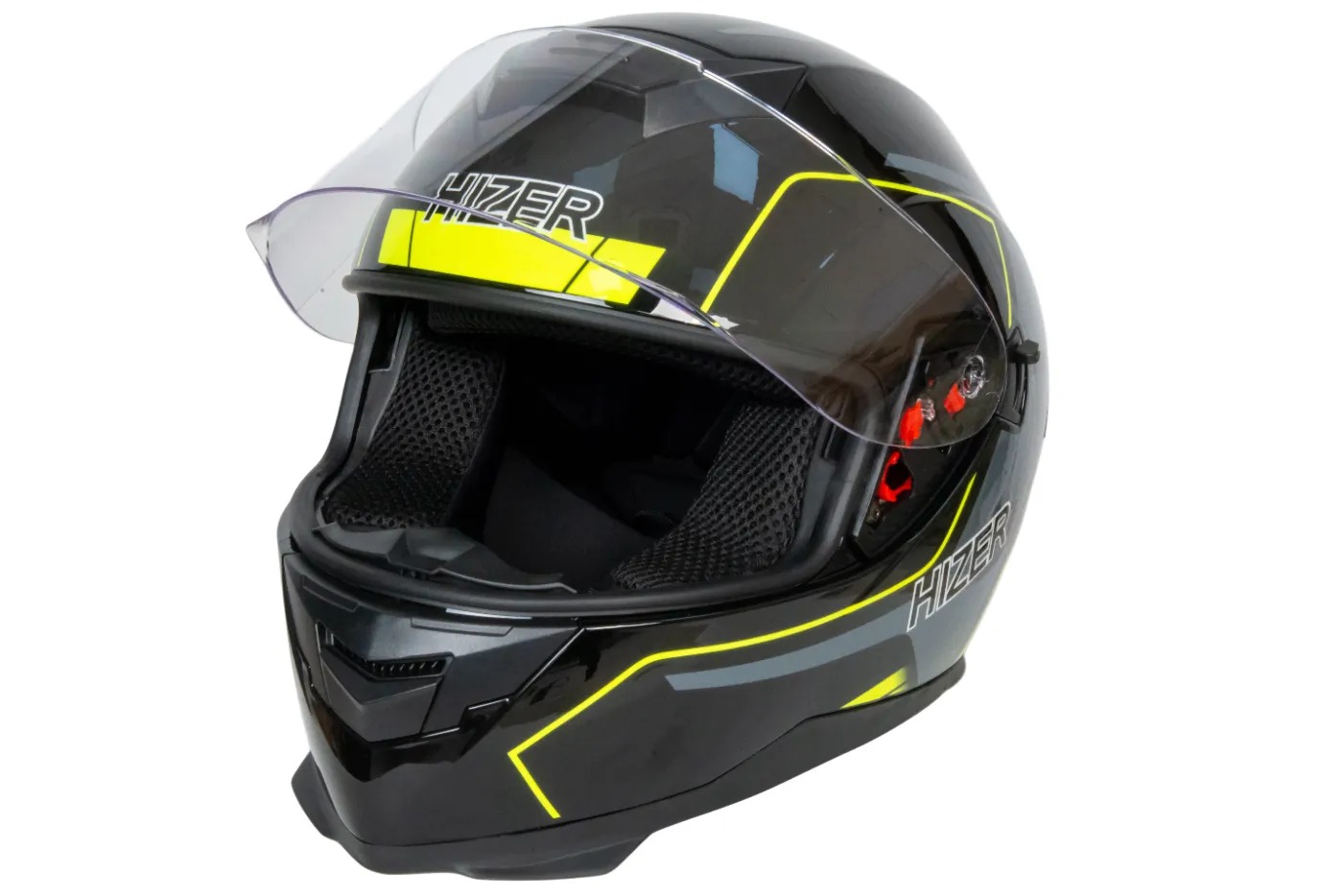 Шлем мото интеграл HIZER J5318 №1 (M)  black/yellow (2 визора)
