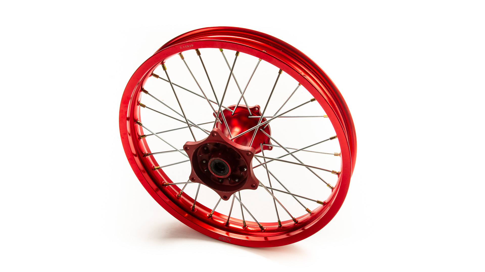 Обод задний 19" (2,15-R19 d=17mm) CNC ступица, алюминий/красный X-TECH