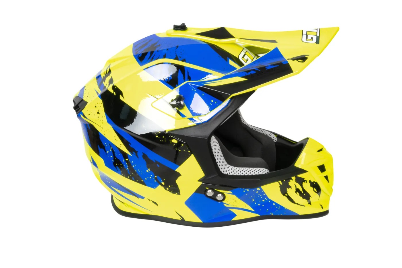 Шлем мото кроссовый GTX 633 №1 (XL) FLUO YELLOW/BLUE BLACK