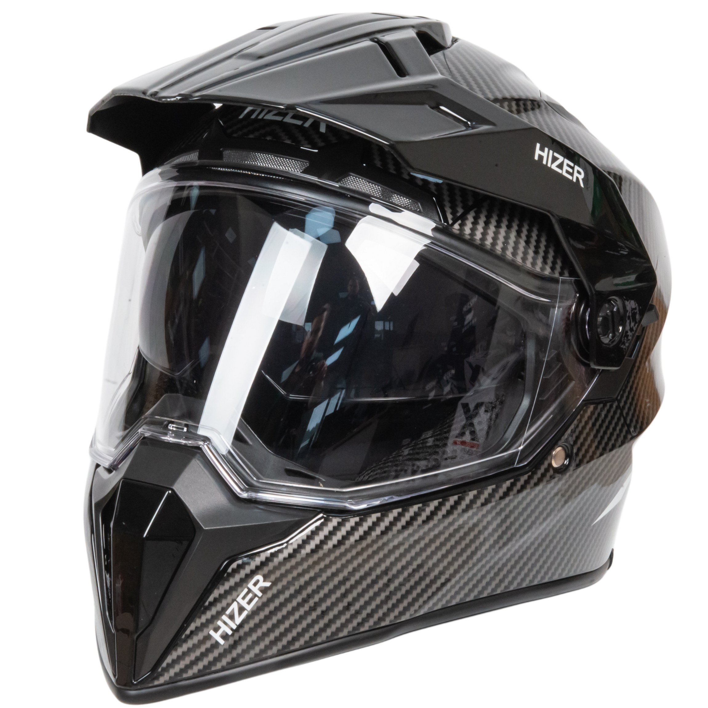 Шлем мото мотард HIZER J6808 №4 (XXL) carbon (2 визора)