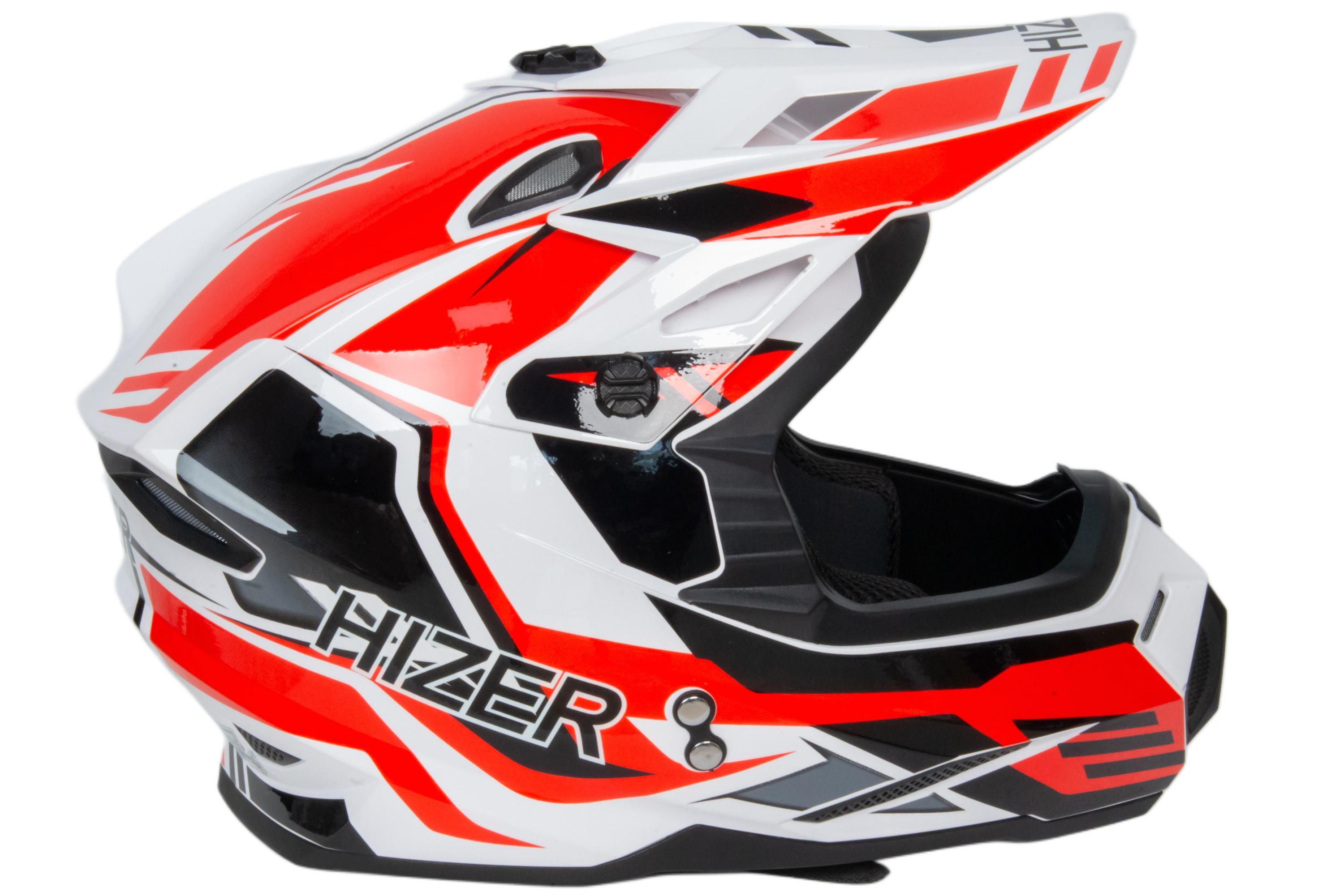 Шлем мото кроссовый HIZER J6801 №5 (M) white/red