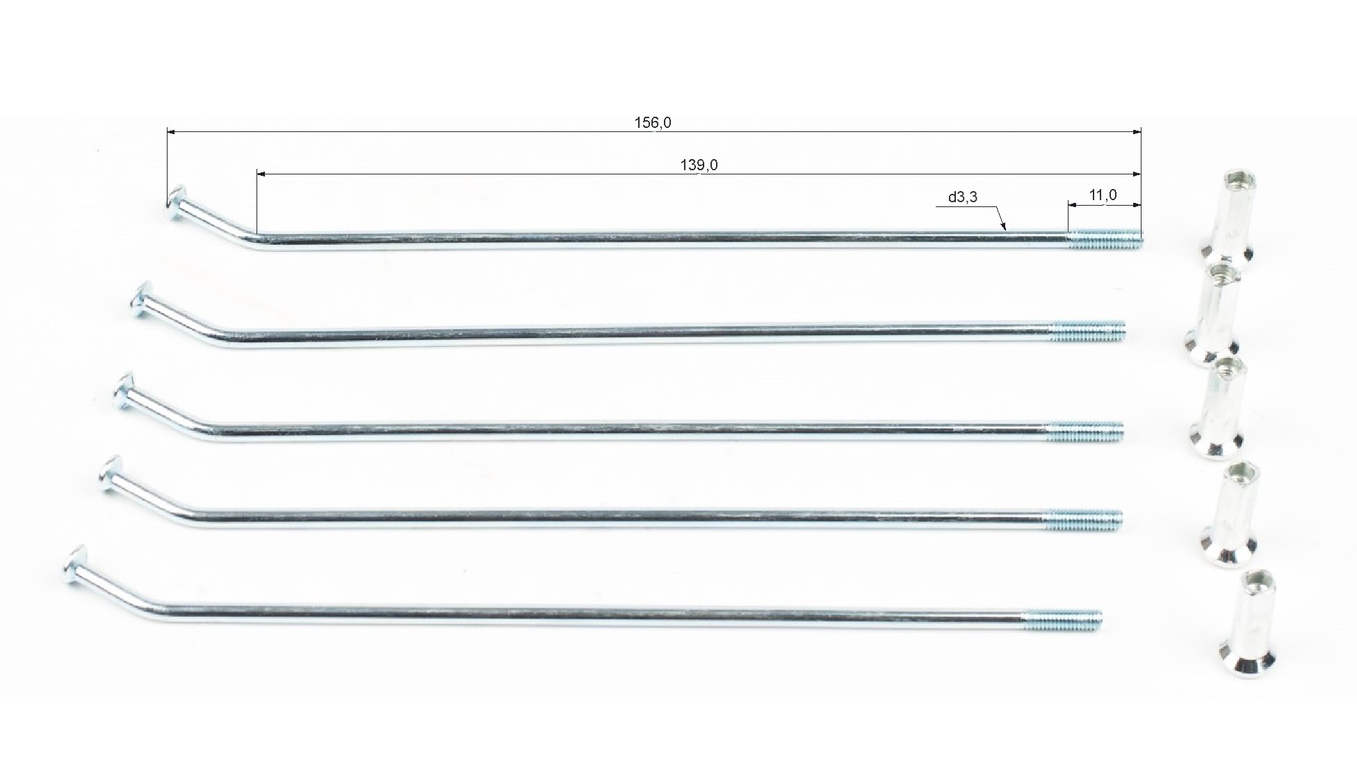 Спицы + ниппель Кросс 14" XR125/TTR125 (D=3.1 мм, L=156 мм, компл=32шт)