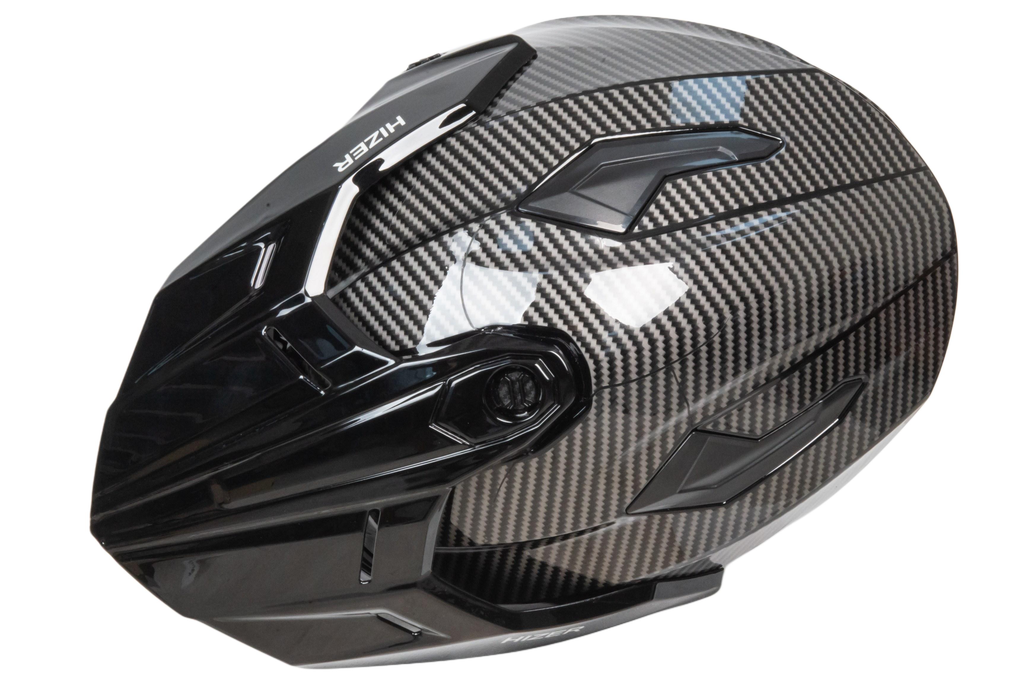 Шлем мото мотард HIZER J6808 №4 (XL) carbon (2 визора)