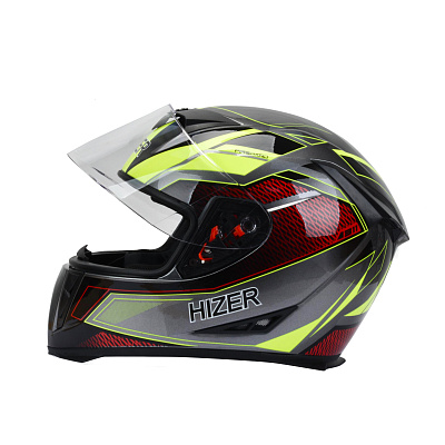 Шлем мото интеграл HIZER J5311 №4 (S)  gray/neon yellow