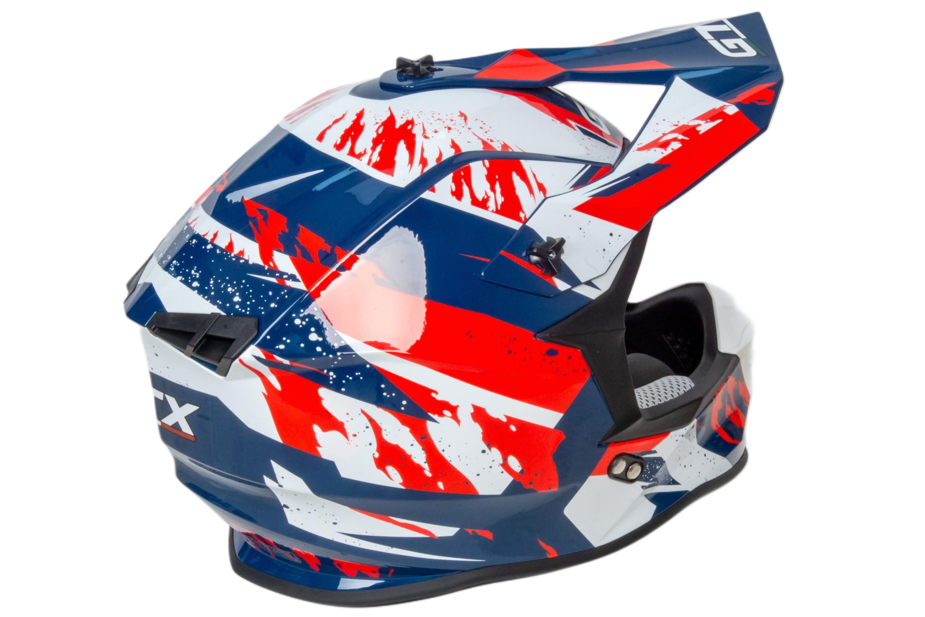 Шлем мото кроссовый GTX 633 №3 (XL) BLUE/RED WHITE