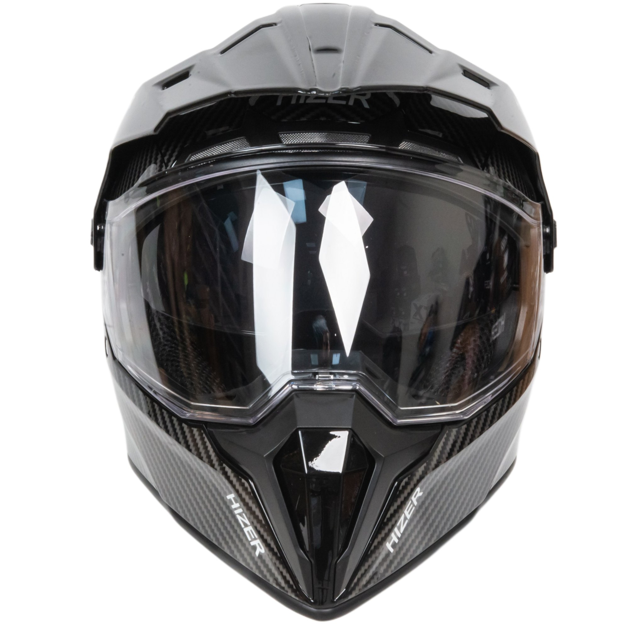 Шлем мото мотард HIZER J6808 №4 (XL) carbon (2 визора)