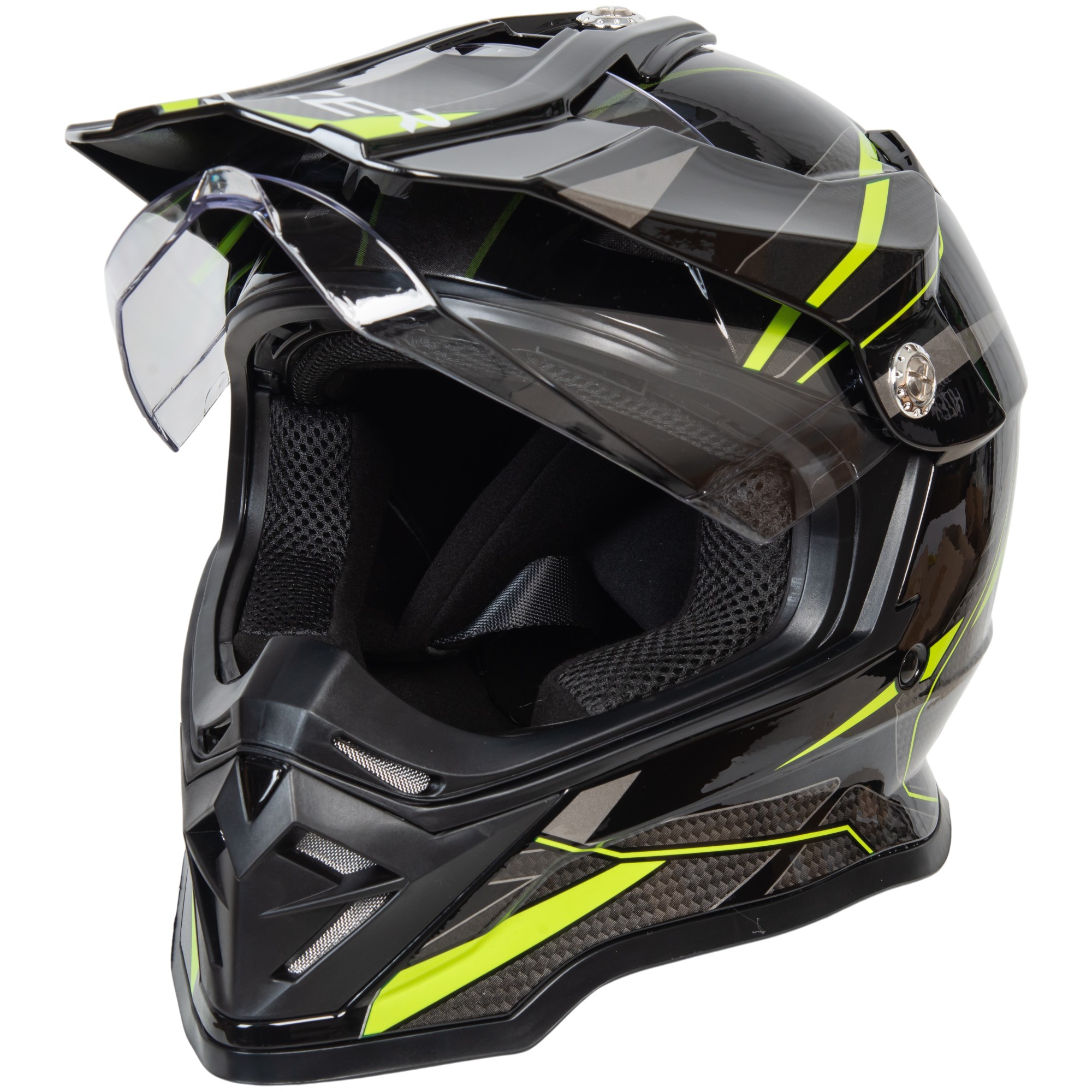 Шлем мото мотард HIZER B6197-1 №4 (XL) black/yellow