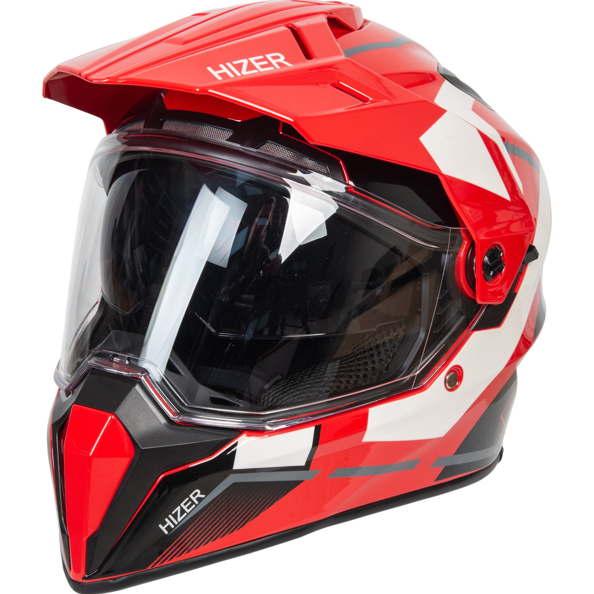 Шлем мото мотард HIZER J6808 №2 (S) red (2 визора)