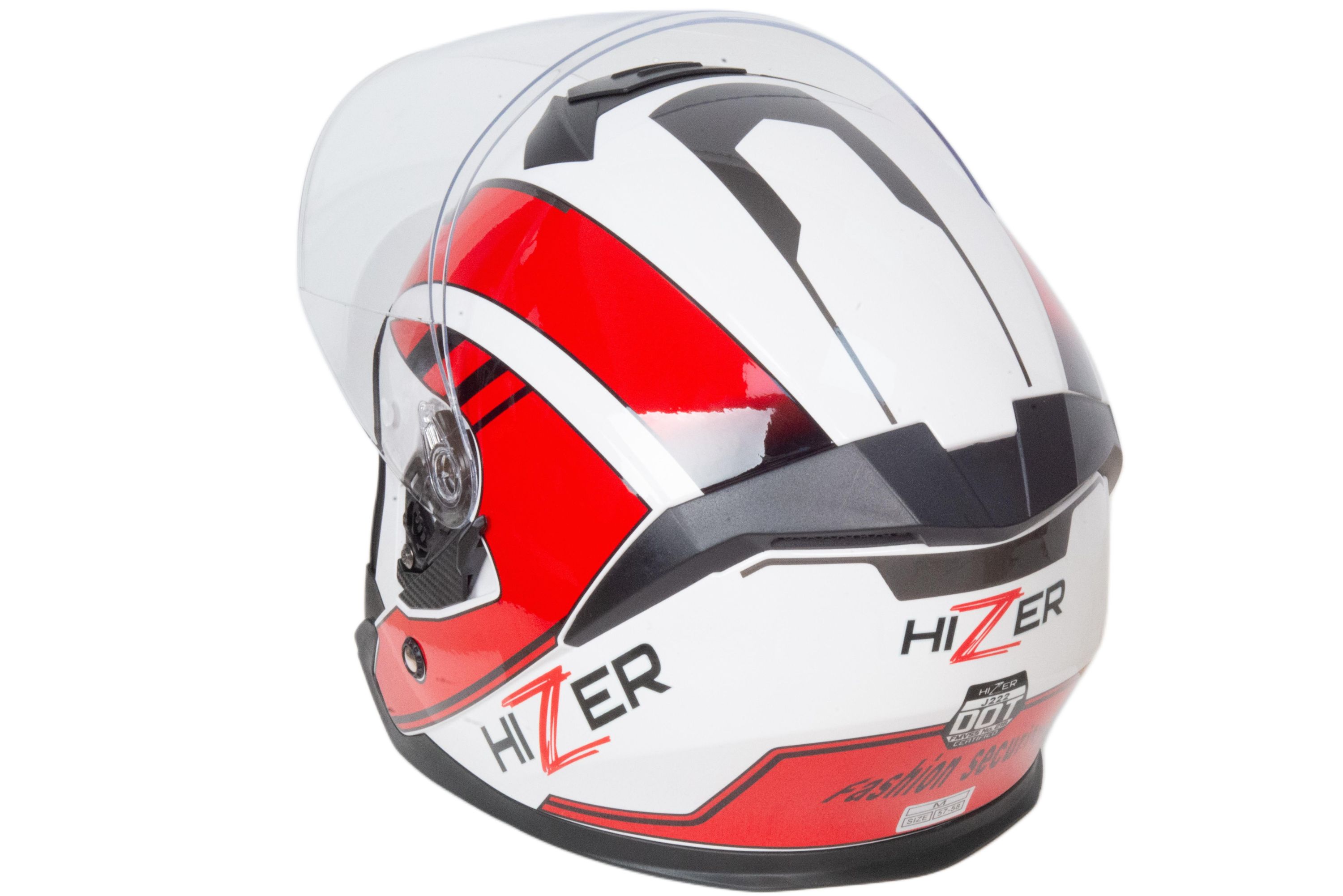 Шлем мото открытый HIZER J222 №1 (L) white/red (2 визора)