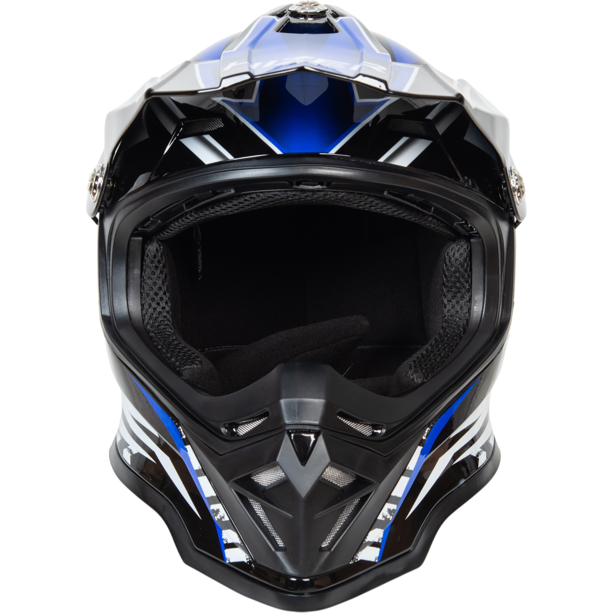 Шлем мото кроссовый HIZER B6197 №4 (XL) black/blue/white