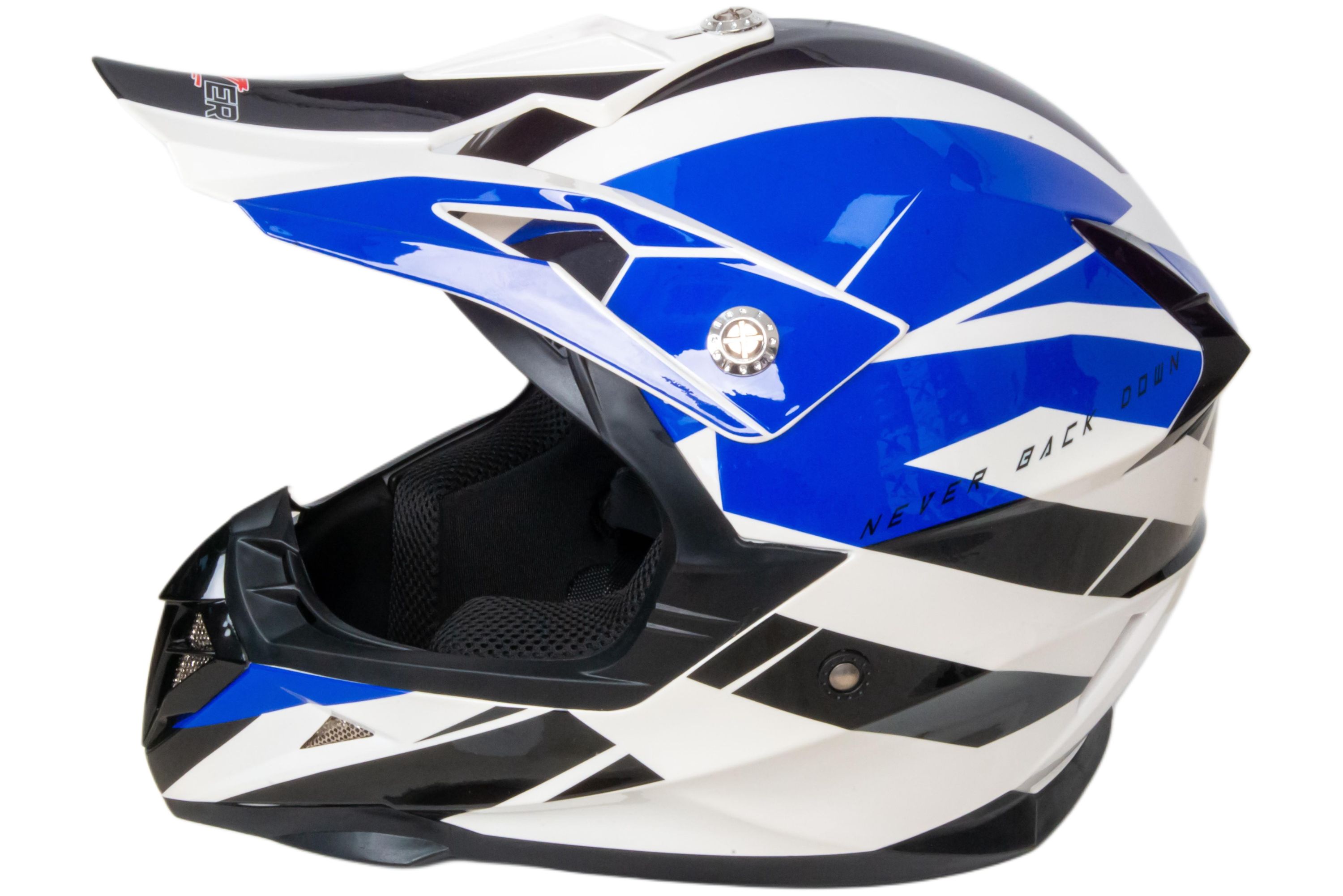 Шлем мото кроссовый HIZER 915 №8 (M) white/blue/black