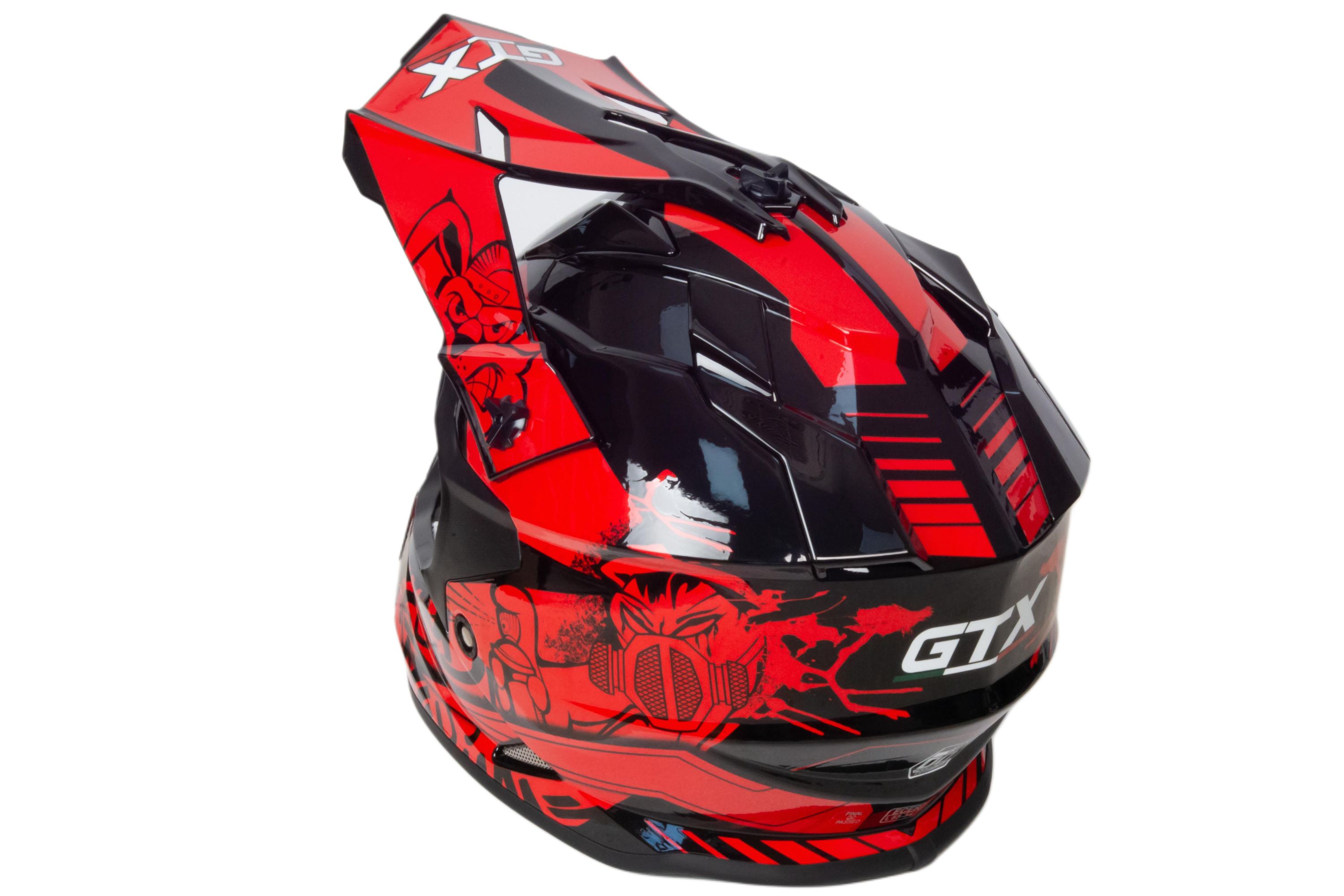 Шлем мото кроссовый GTX 632S №2 (S) BLACK / RED детский (49-50)