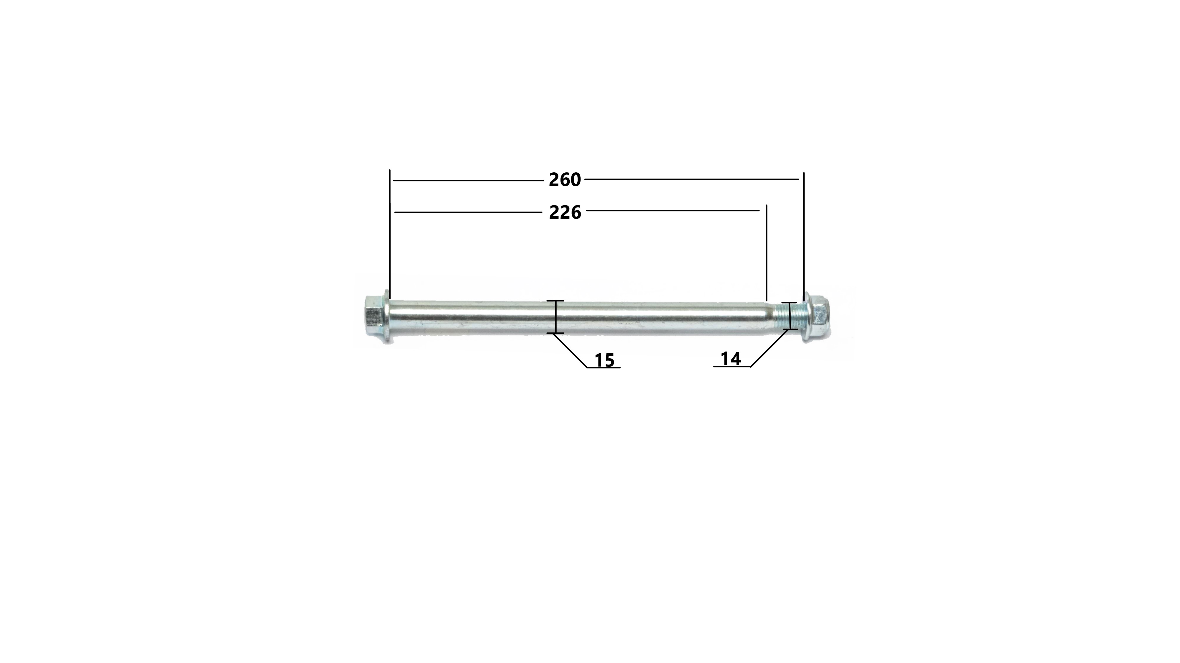 Ось колеса зад./перед. M15х1,5х225mm; TTR125