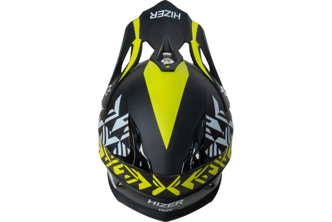 Шлем мото кроссовый HIZER 211 №2 (S)  black/green (подростковый)