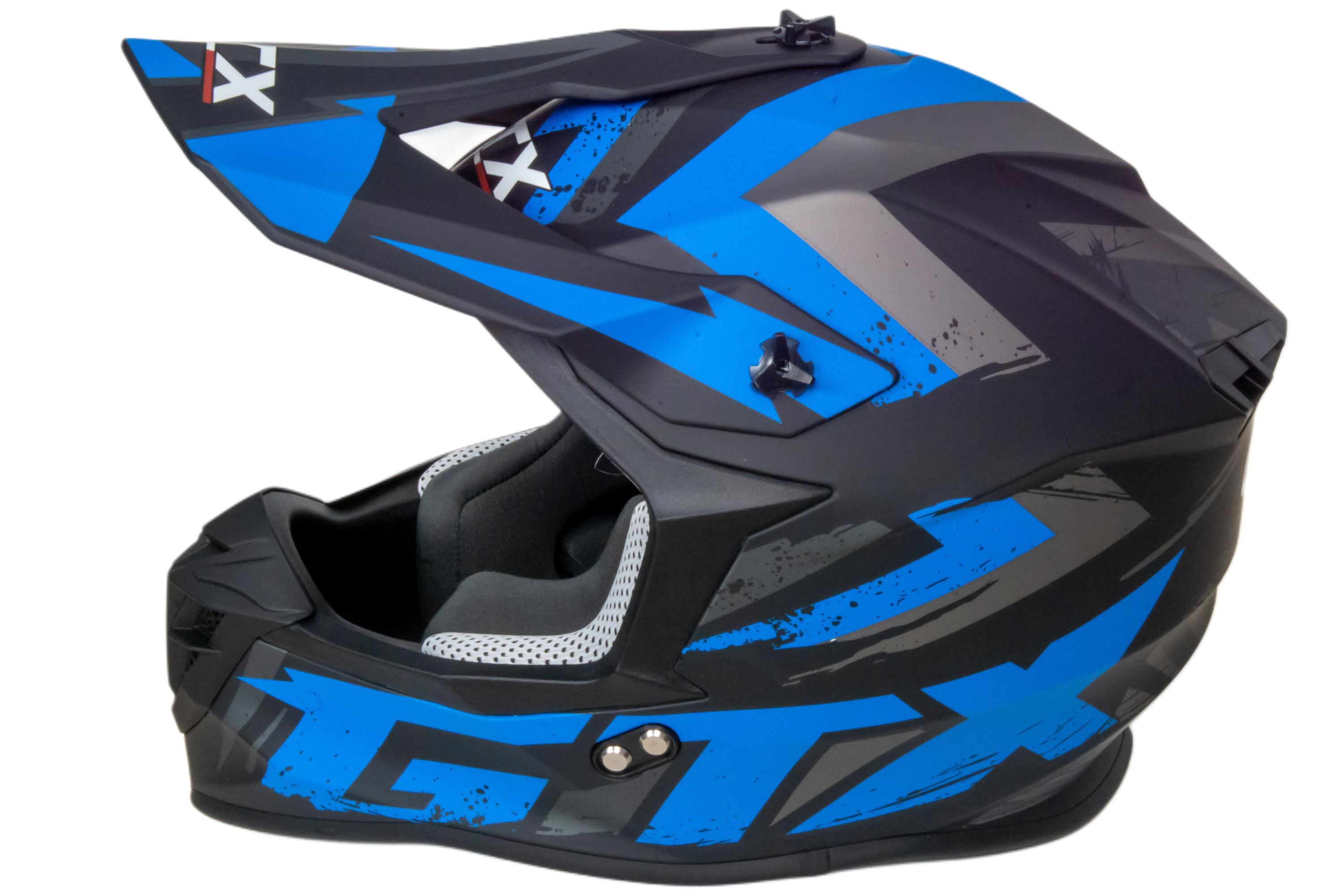 Шлем мото кроссовый GTX 633 №9 (L) BLACK/BLUE GREY