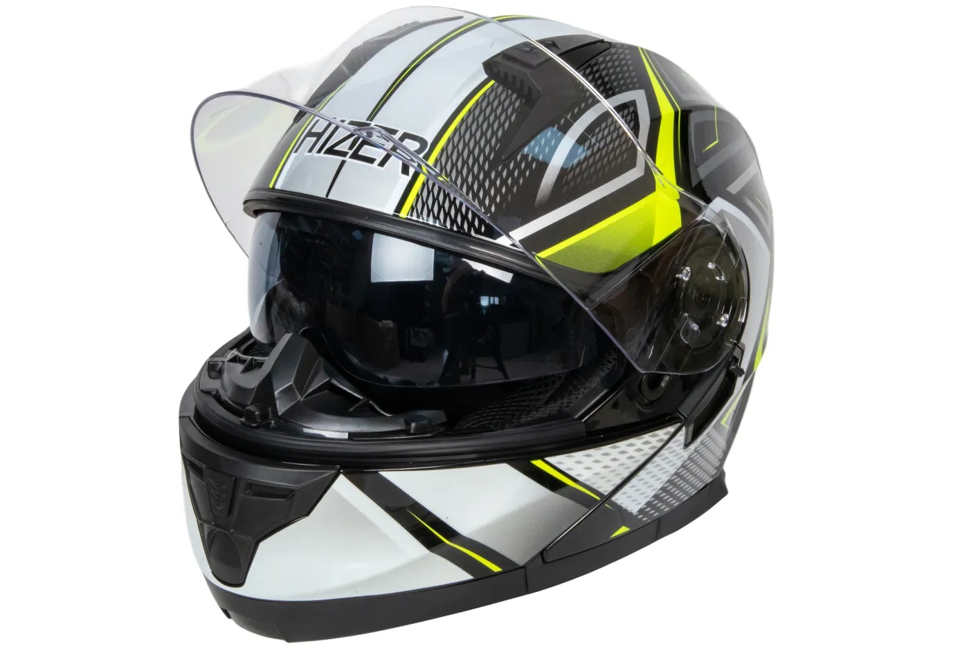 Шлем мото интеграл HIZER B5162 №3 (S)  black/lemon