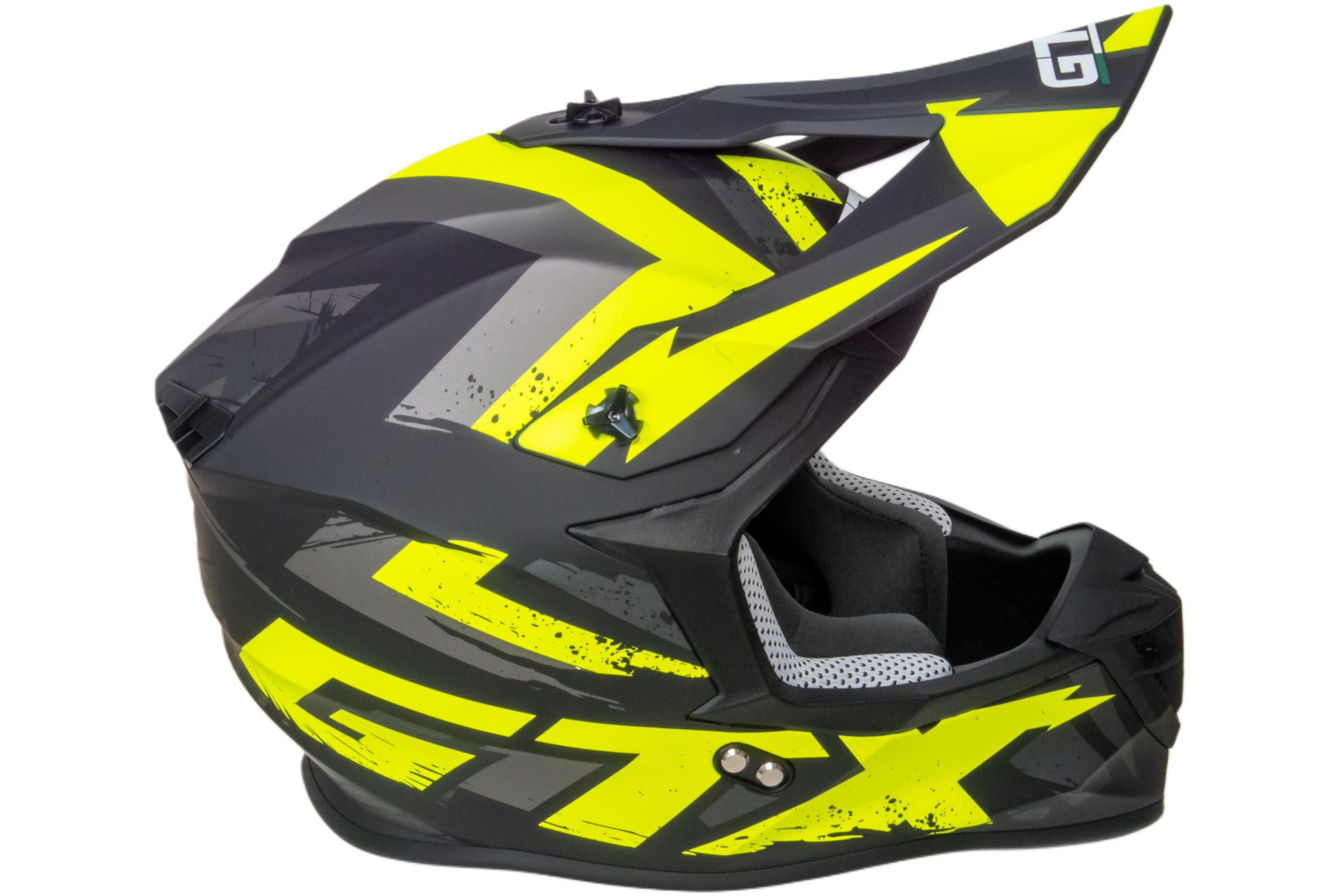 Шлем мото кроссовый GTX 633 №8 (XL) BLACK/FLUO YELLOW GREY