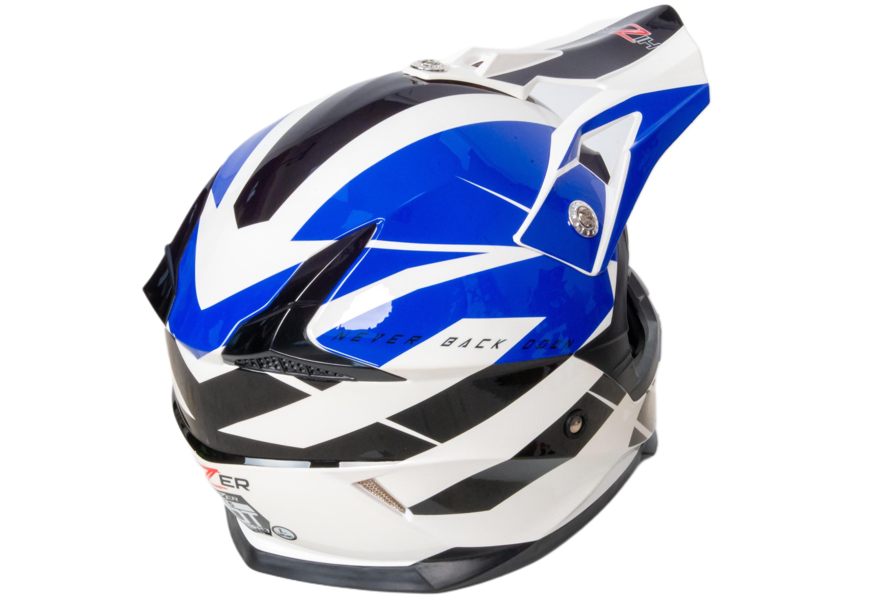 Шлем мото кроссовый HIZER 915 №8 (XL) white/blue/black