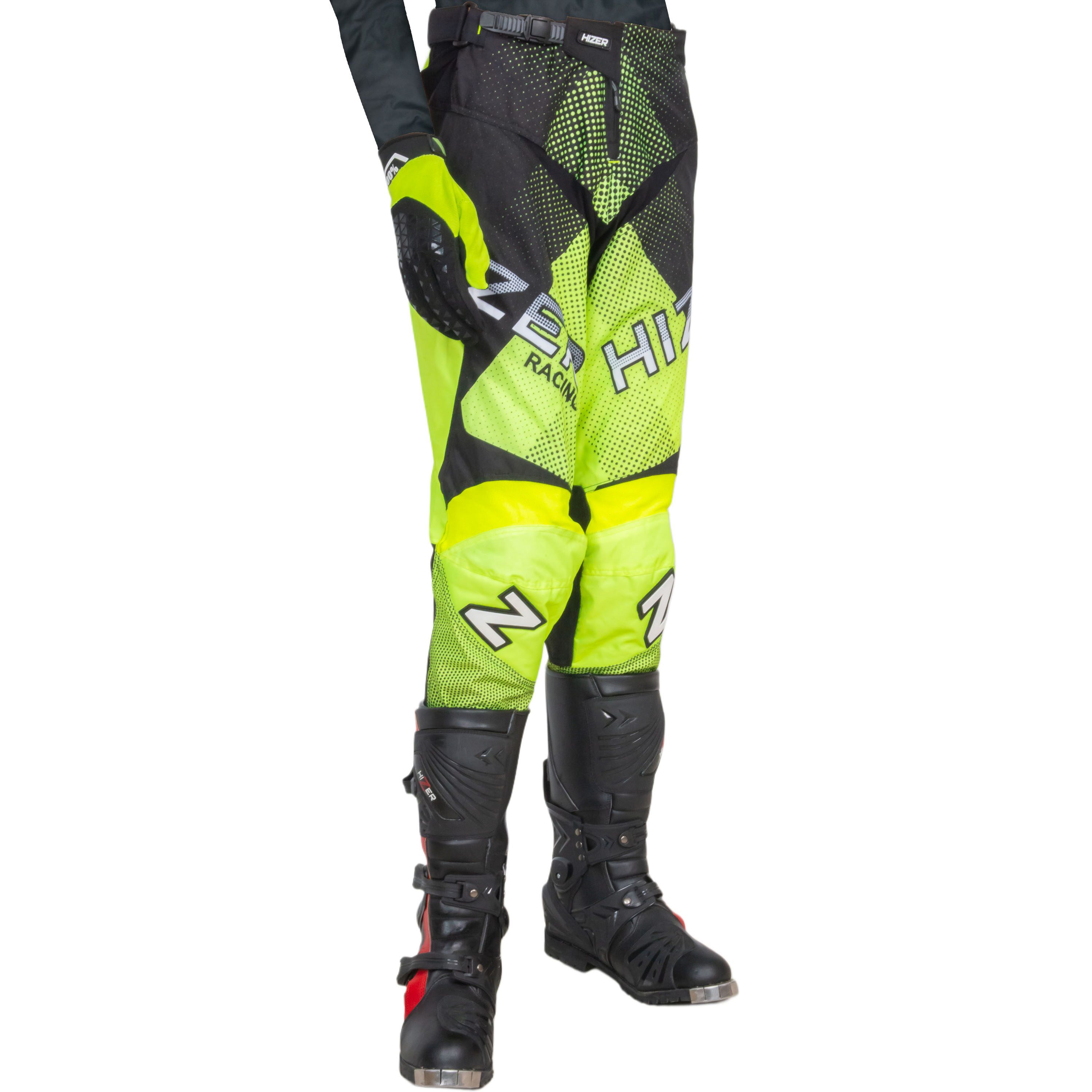 Штаны для мотокросса HIZER / Neon-Green/White (S)