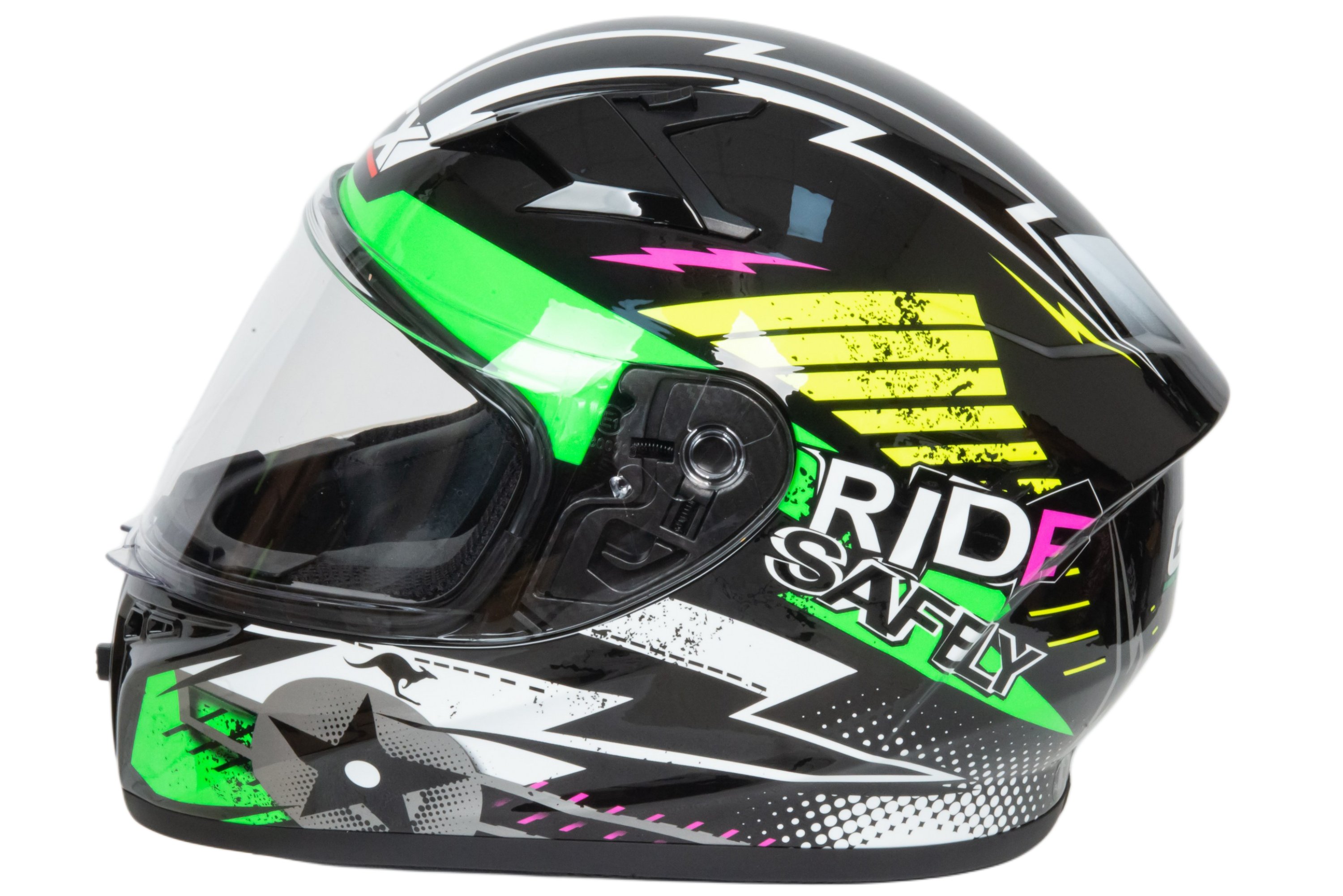 Шлем мото интеграл GTX 578S №1 (L) BLACK / FLUO GREEN YELLOW подростковый