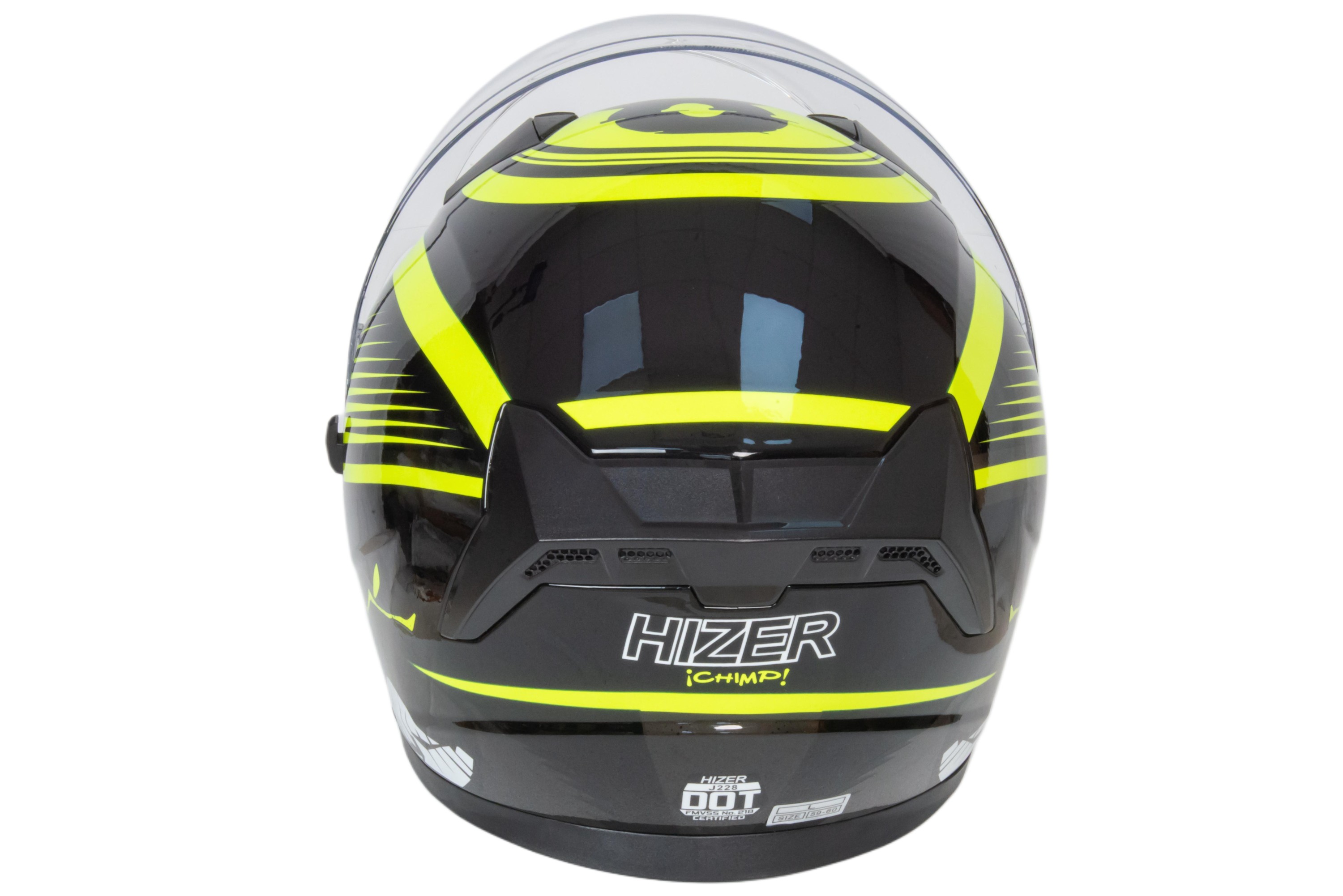 Шлем мото открытый HIZER J228 №1 (L) black/neon yellow