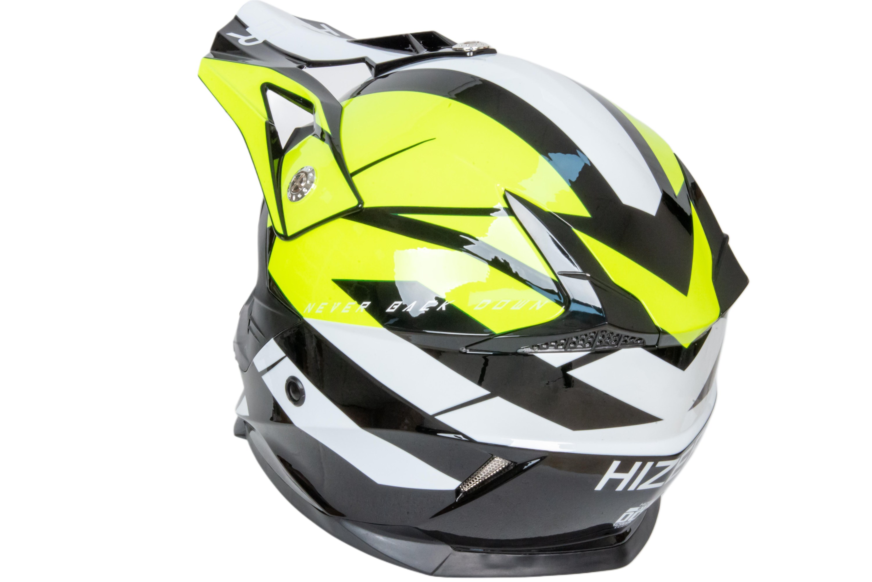 Шлем мото кроссовый HIZER 915 №7 (S) neon/yellow/white