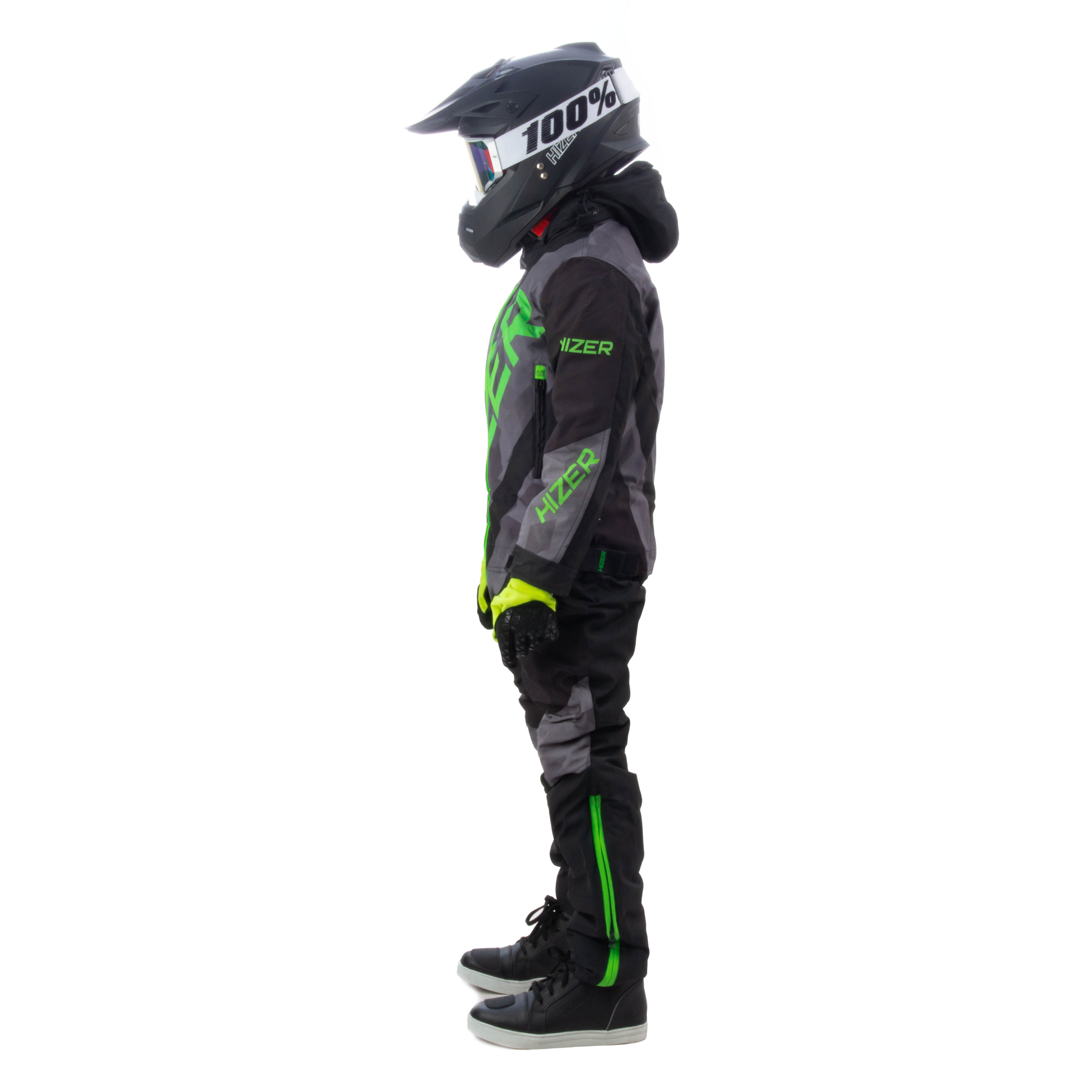 Комбинезон для снегохода (детский) HIZER №5 black-green (текстиль) (14Y)