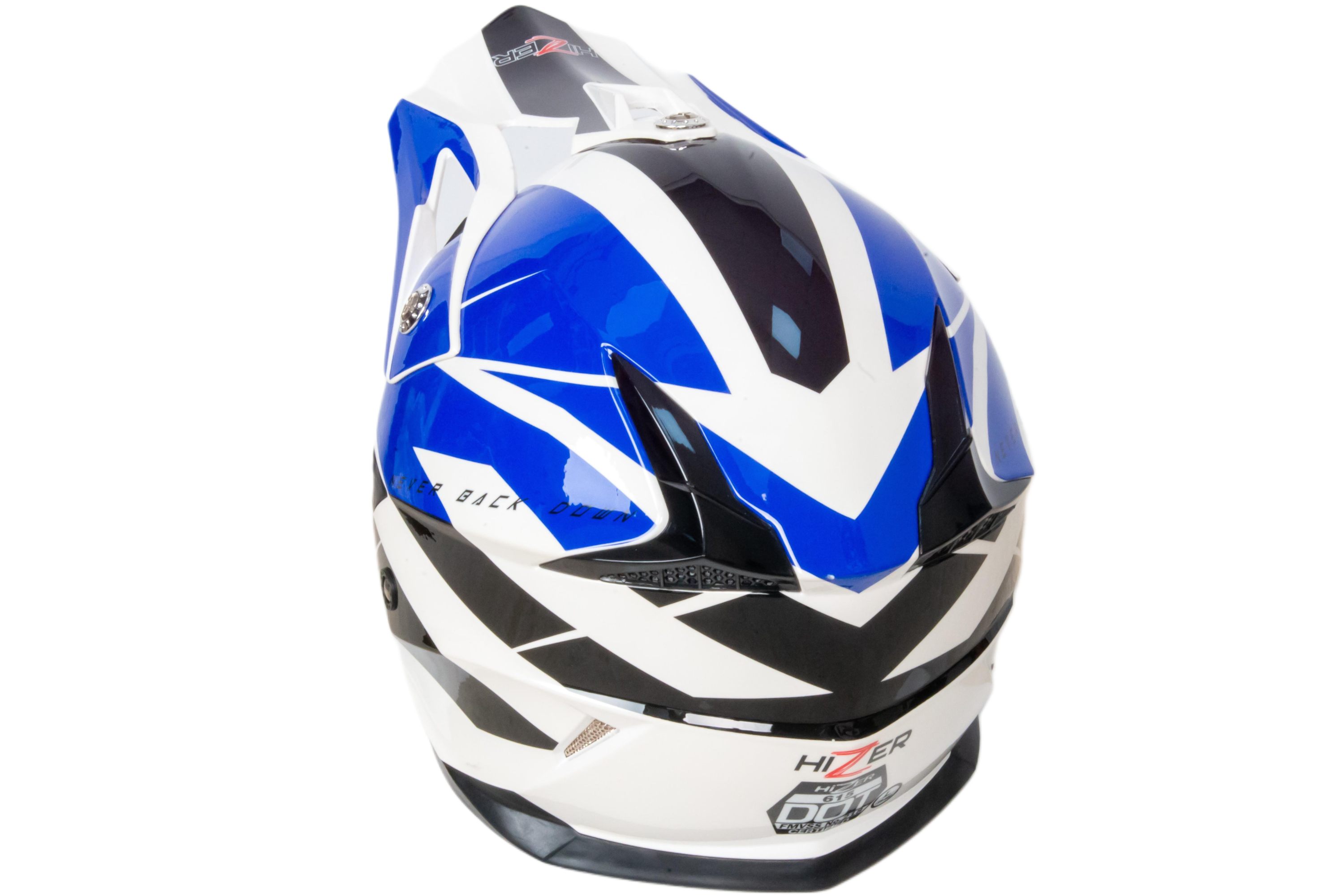 Шлем мото кроссовый HIZER 915 №8 (XL) white/blue/black