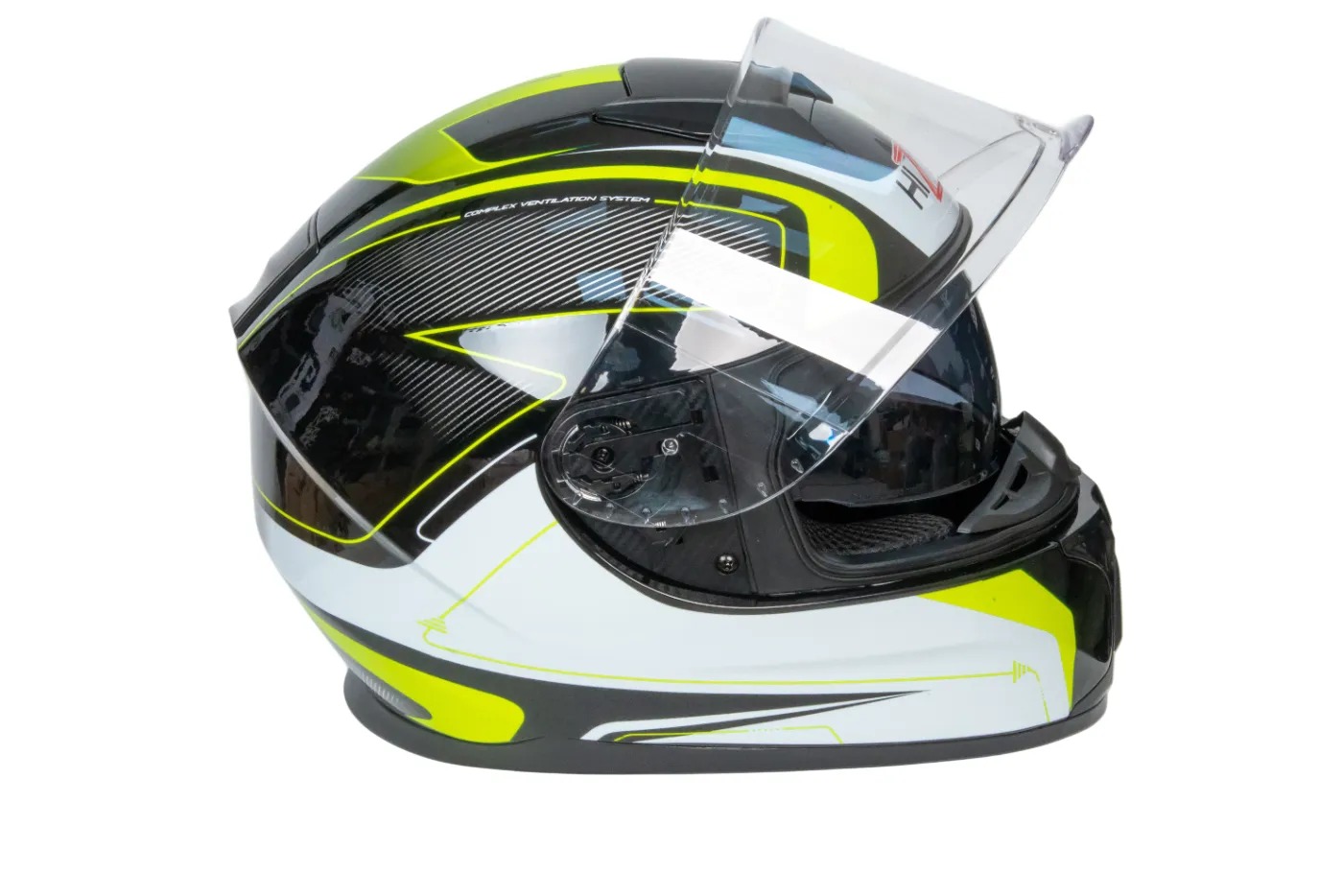 Шлем мото интеграл HIZER B566 №1 (M)  black/white/yellow (2 визора) 