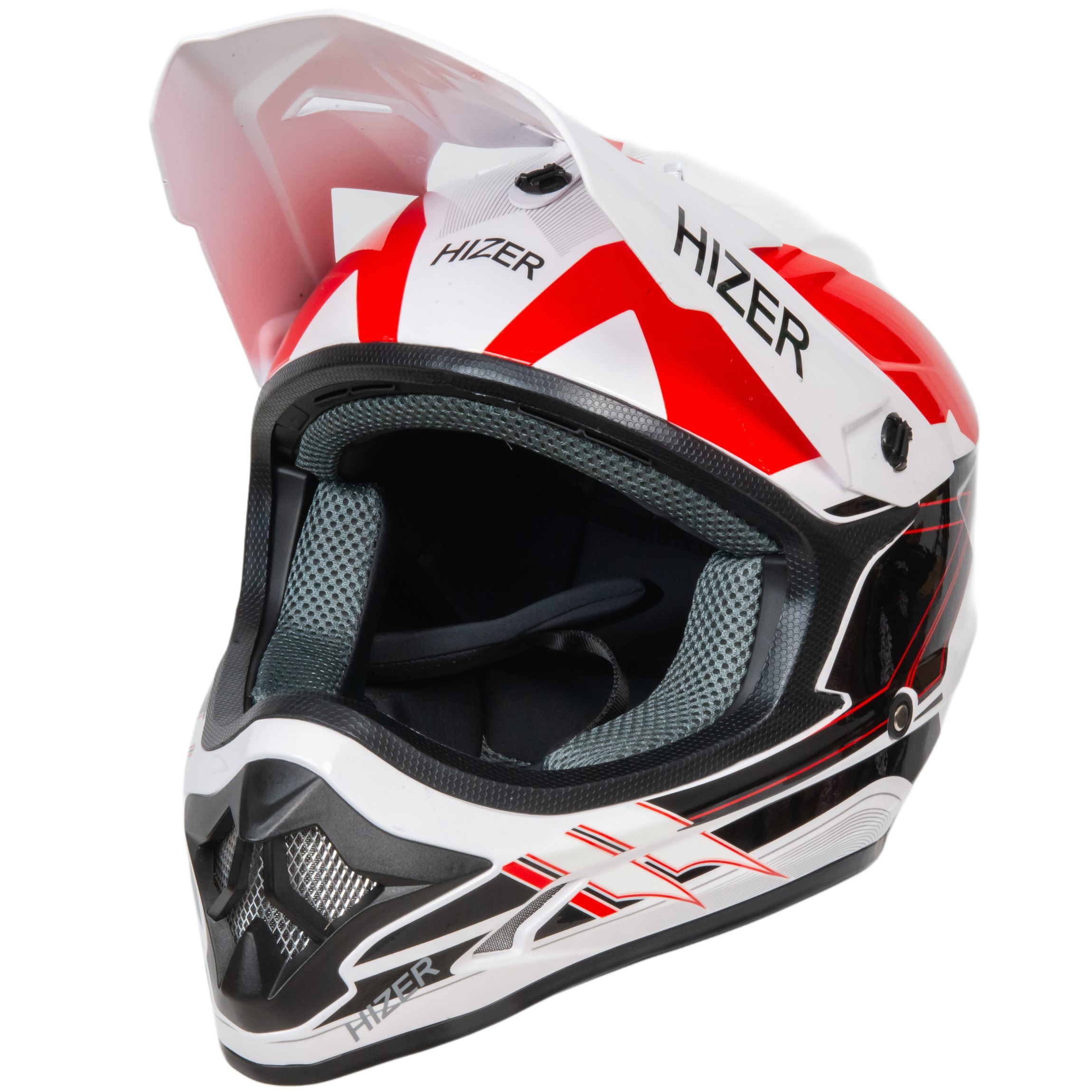 Шлем мото кроссовый HIZER J6805 №2 (L) white/red